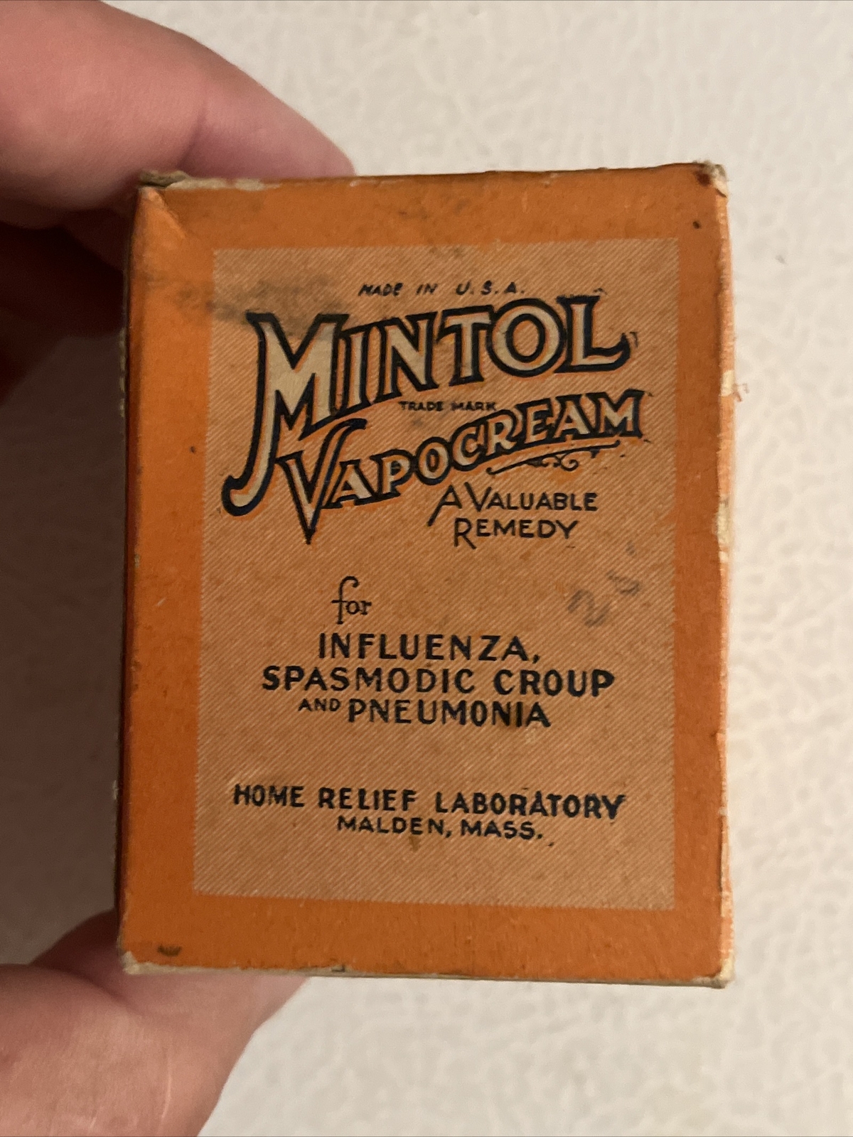 Vintage 1930s Mintol Vapor Medicine Cream Jar NOS Full Box Malden Ma