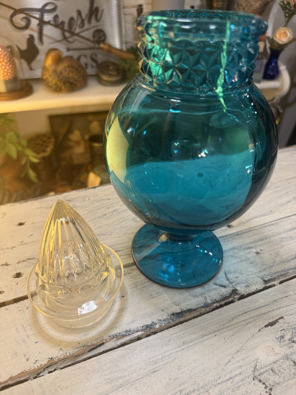 Vintage LE Smith Glass Apothecary Jar 11” READ DESCRIPTION