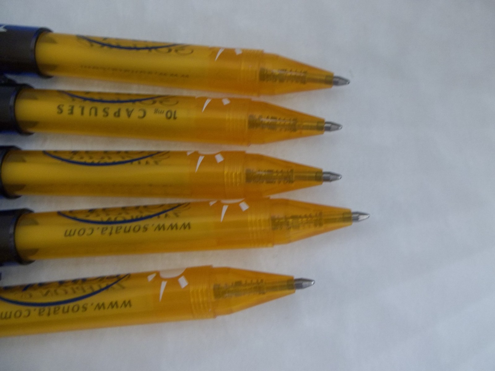 SONATA Pharmaceutical Promo Pen – Plastic – Large Cap & Clip – Lot of 5