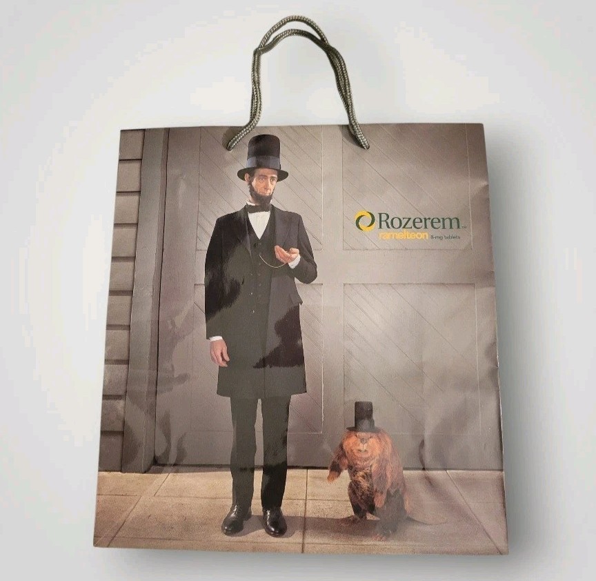 Vintage Rozerem Ramelteon Ad Collectible Gift Bag Pharmaceutical Drug Rep NEW