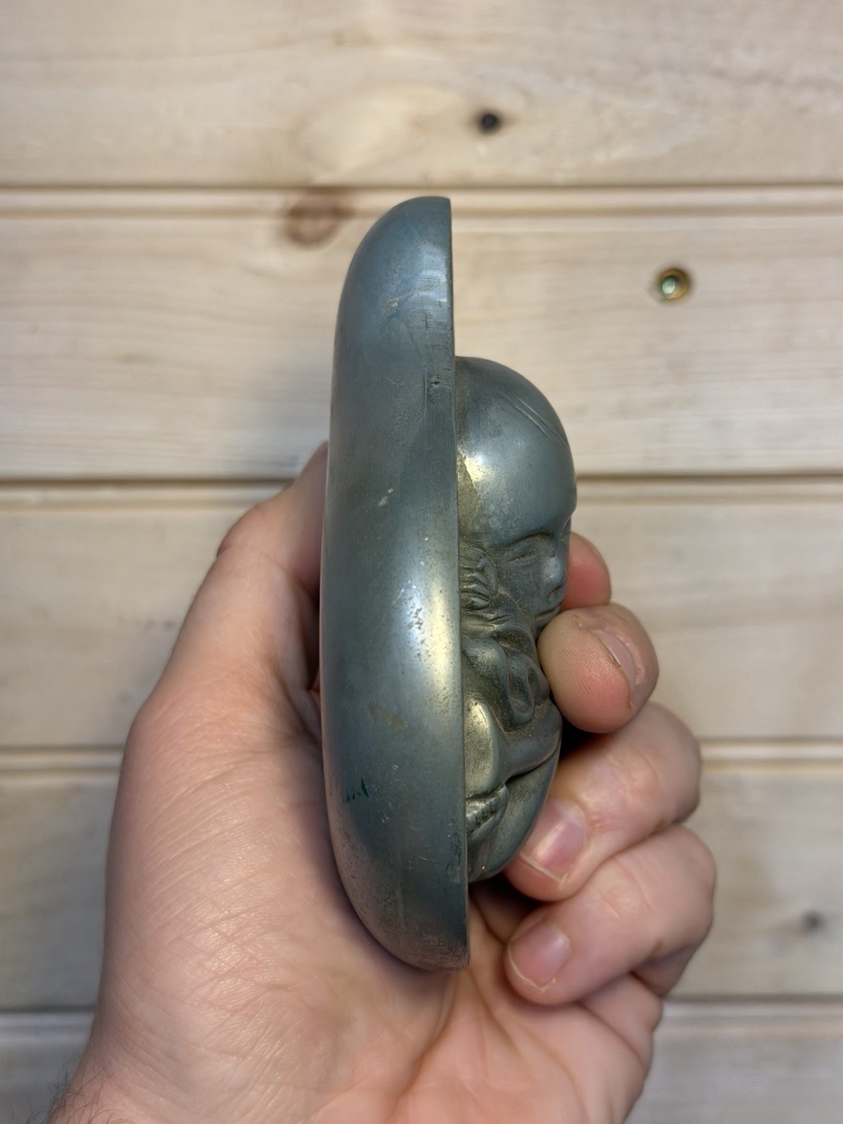 Vtg 1950-60s Parke-Davis Tabron Pharmaceutical Fetus Baby Pewter Paperweight