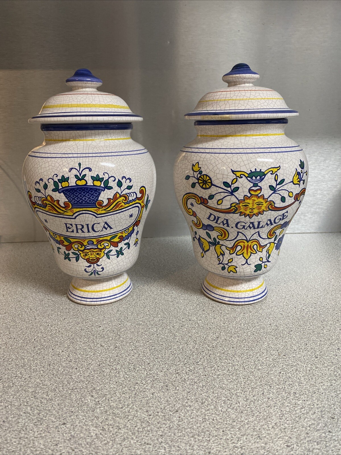 Vintage Lot of 2 AH Western Germany Apothecary Pharmacy Drug Jars In Exc Cond
