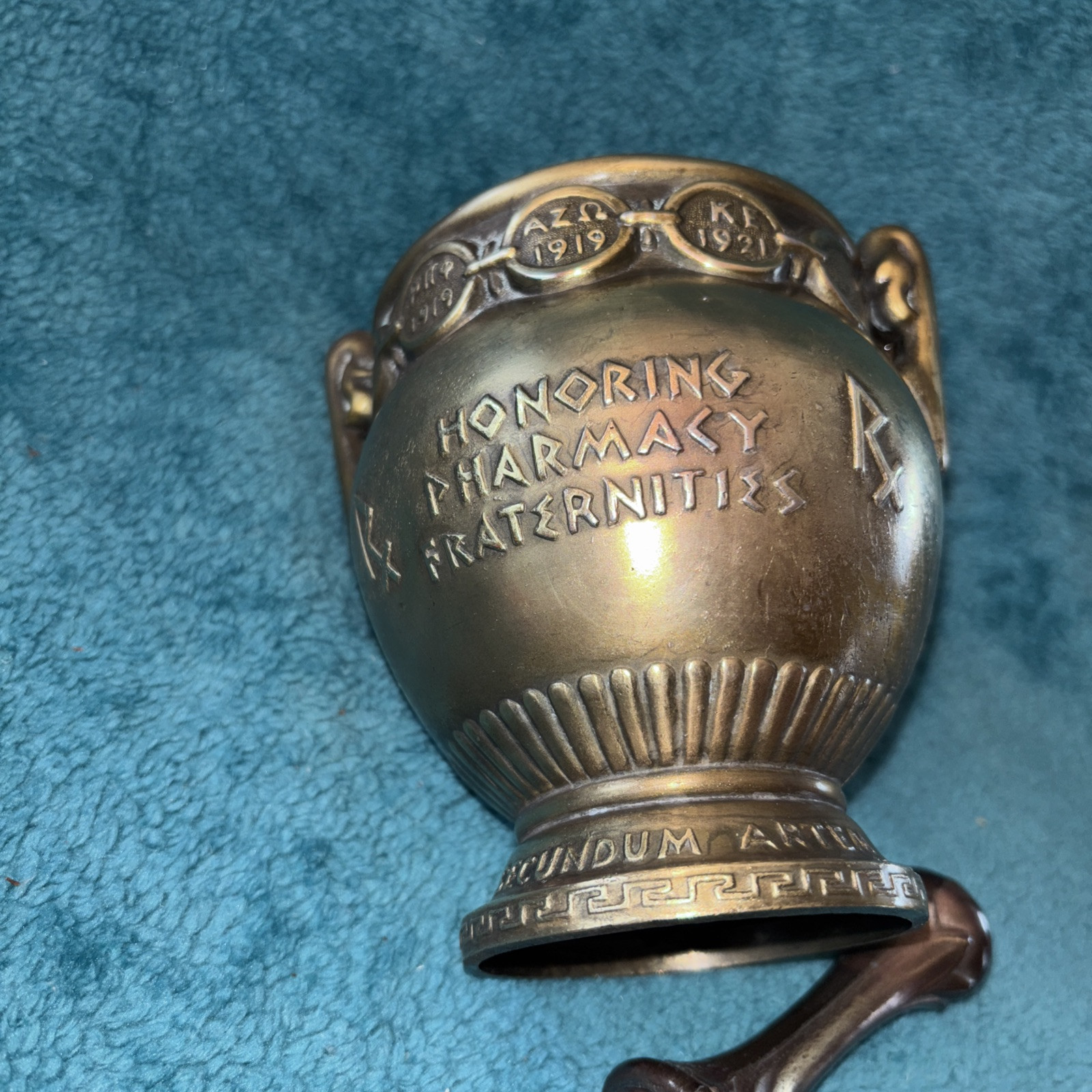 Vtg Heavy Brass Schering 5” Mortar & Pestle Coricidin Pharmacy Fraternities #OO