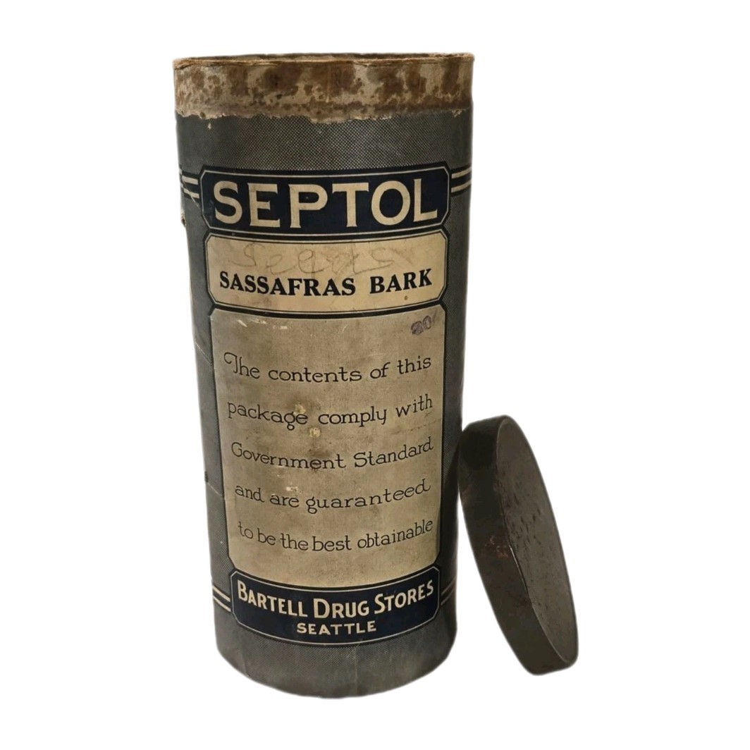Vintage Septol Sassafras Bark Tin Bartell Drug Stores Seattle Apothecary