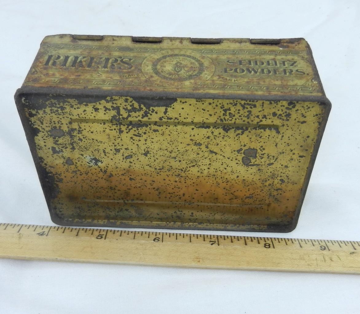 SEIDLITZ Powder Tin Litho Medicine Can William B Riker & Son Co New York Est1846