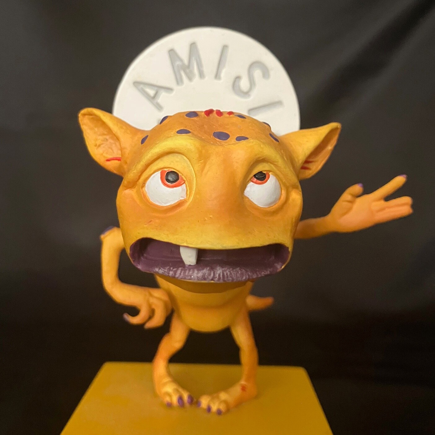 Drug Rep Lamisil Pharma Swag Advertising Nodder Creature Bobblehead Card Holder