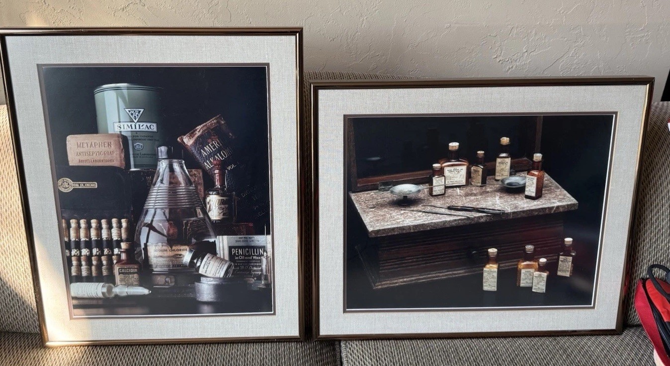 Abbott Laboratories Medical Art Framed Still Life Similac Penicillin VTG 1950s