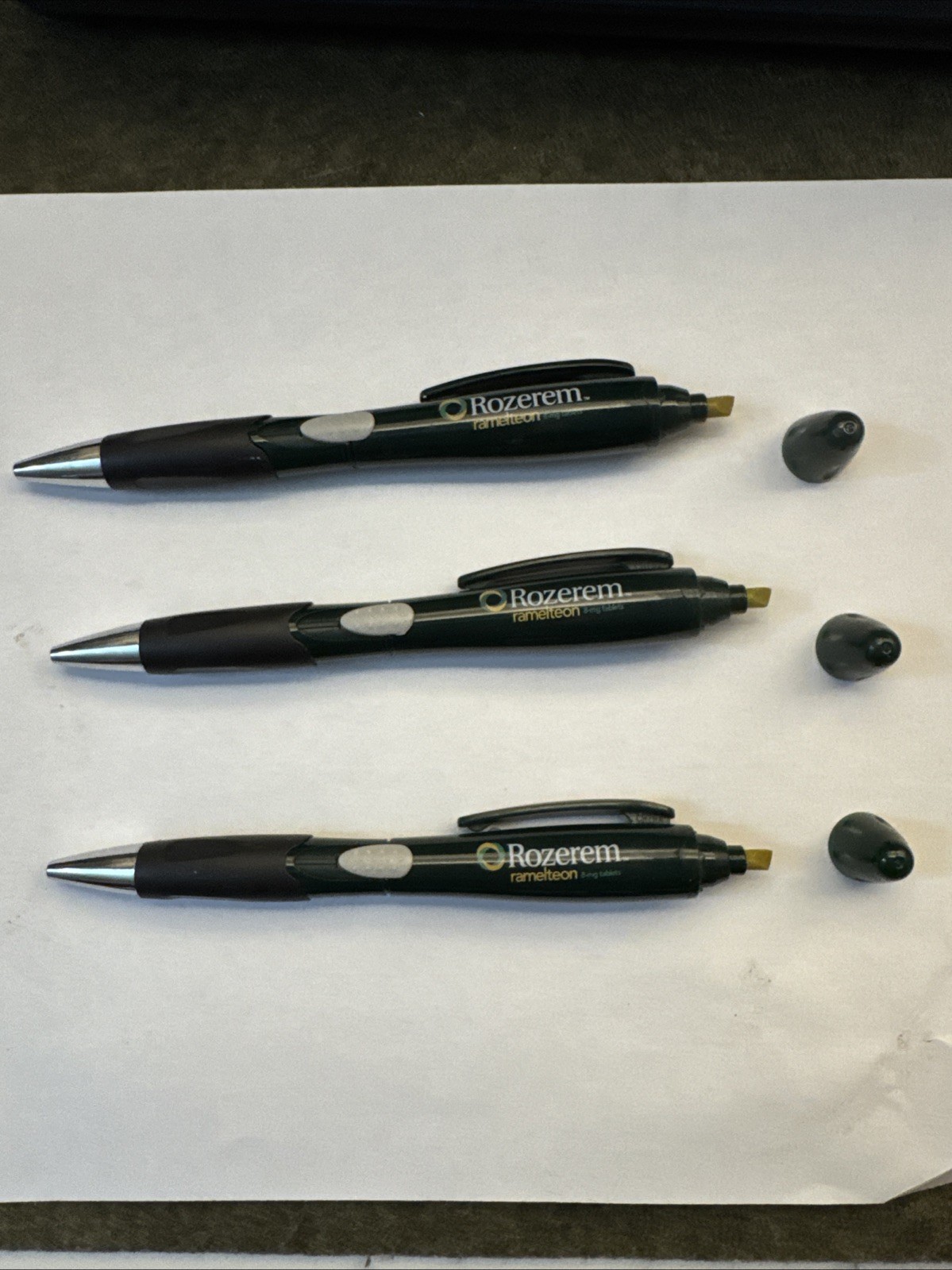 Rozrrem Ramelteon 3 Green Medical Pens Black Ink Yellow Highlighter. Working