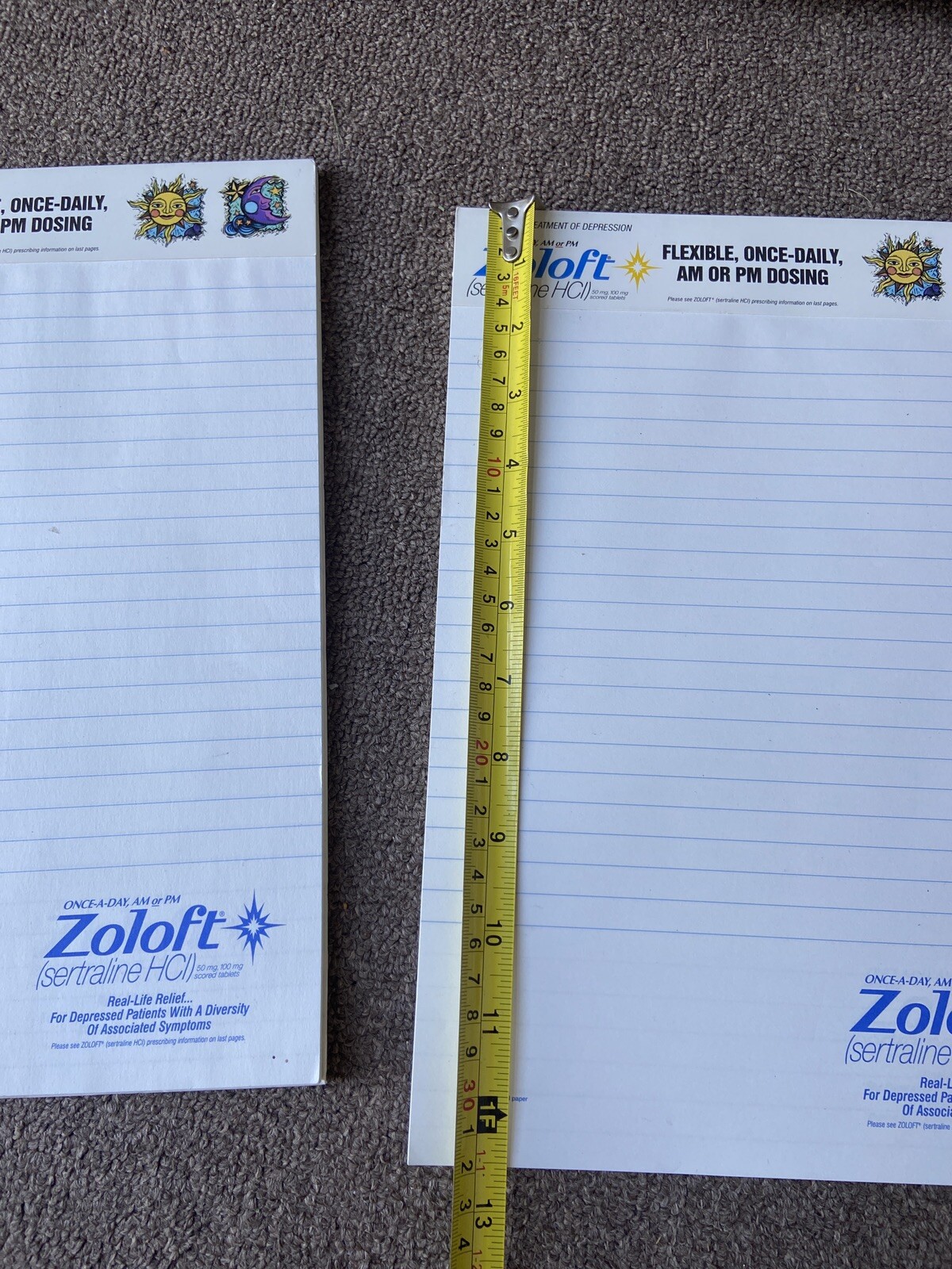 Zoloft 2 Full Size Note Pad Pharmaceutical Drug Rep Collectible Promo Unique 🌞