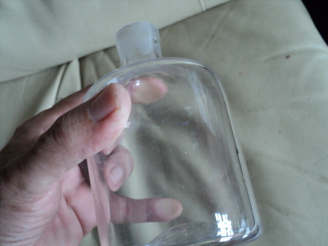 ANTIQUE HAND MADE CHEMIST / PHARMACY BOTTLE WITH STOPPER 17cm