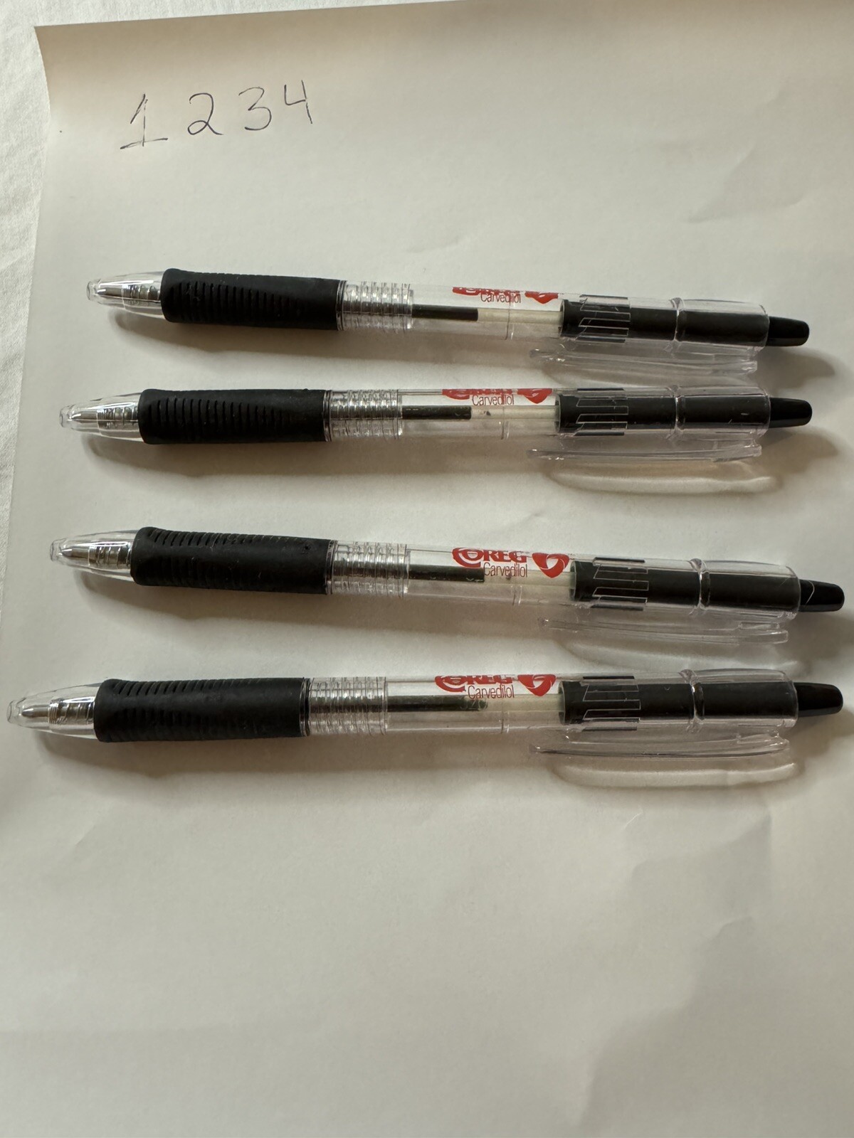 Lot Of 4 Coreg Pharmaceutical Drug Rep Pen Advertising Collectible Black Ink
