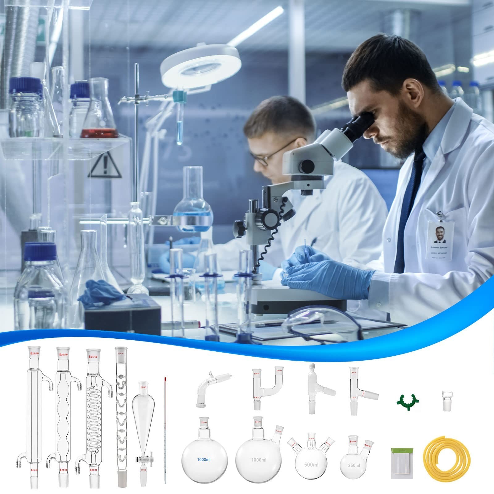 Chemistry Glassware Set – 32PCS Laboratory Glassware Kit with 24/40 Joint 100…