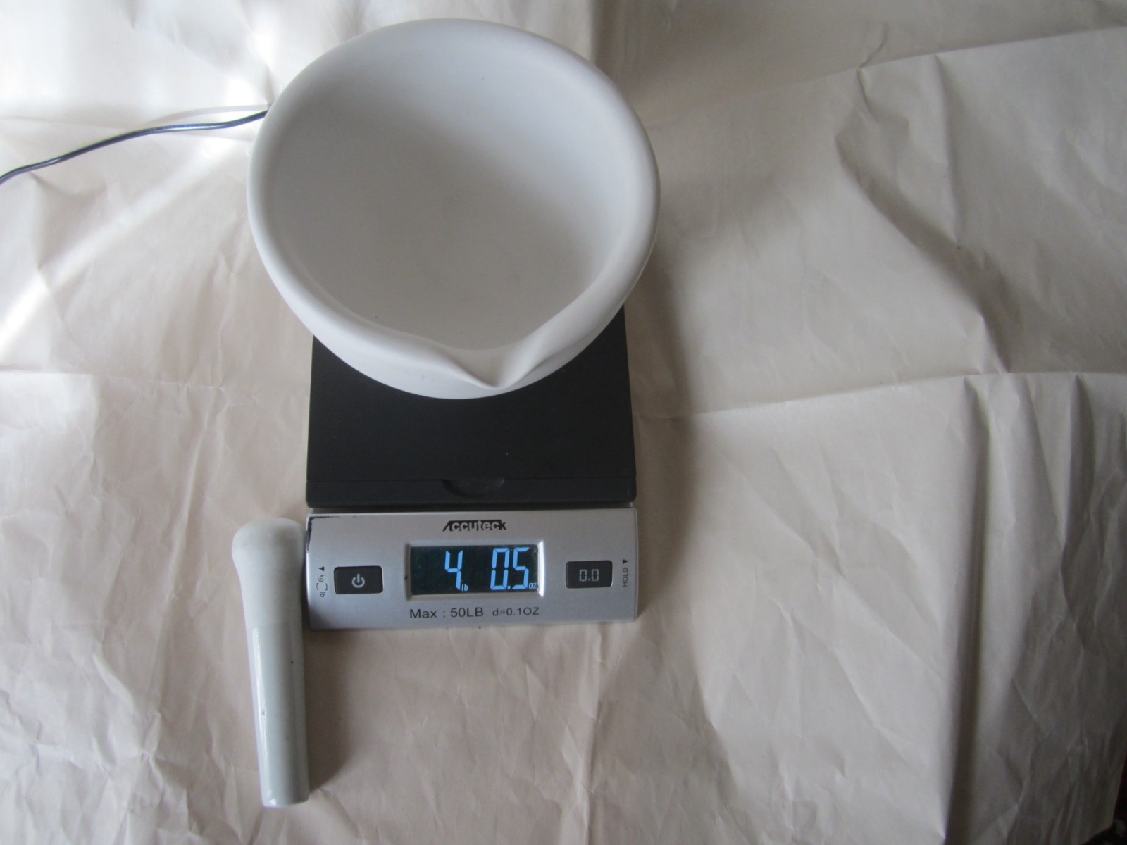 Vtg Coors USA Heavy White Porcelain Lab Mortar & Pestle Apothecary
