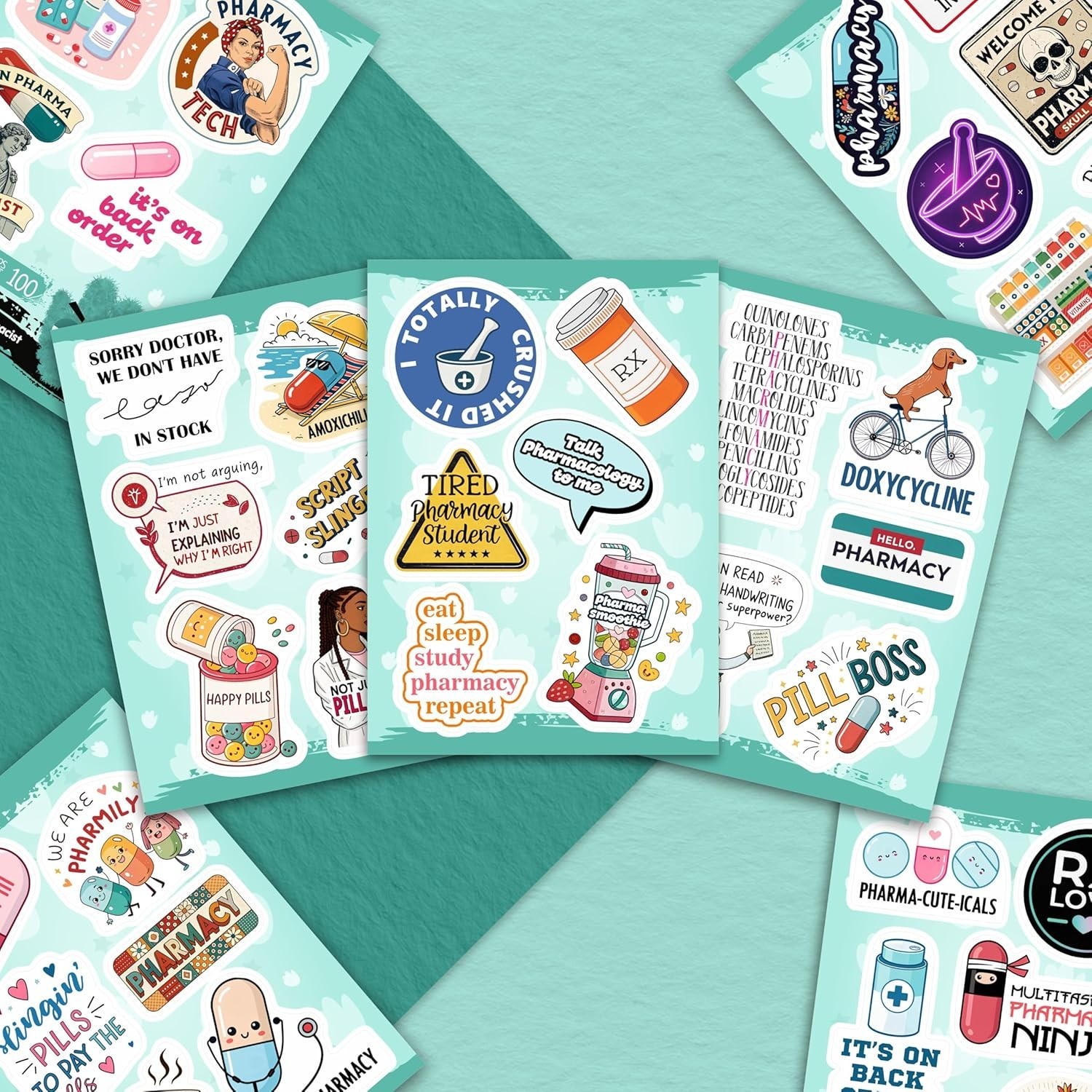 100 Funny Pharmacist Waterproof Stickers – Perfect for Laptops & Water Bottles