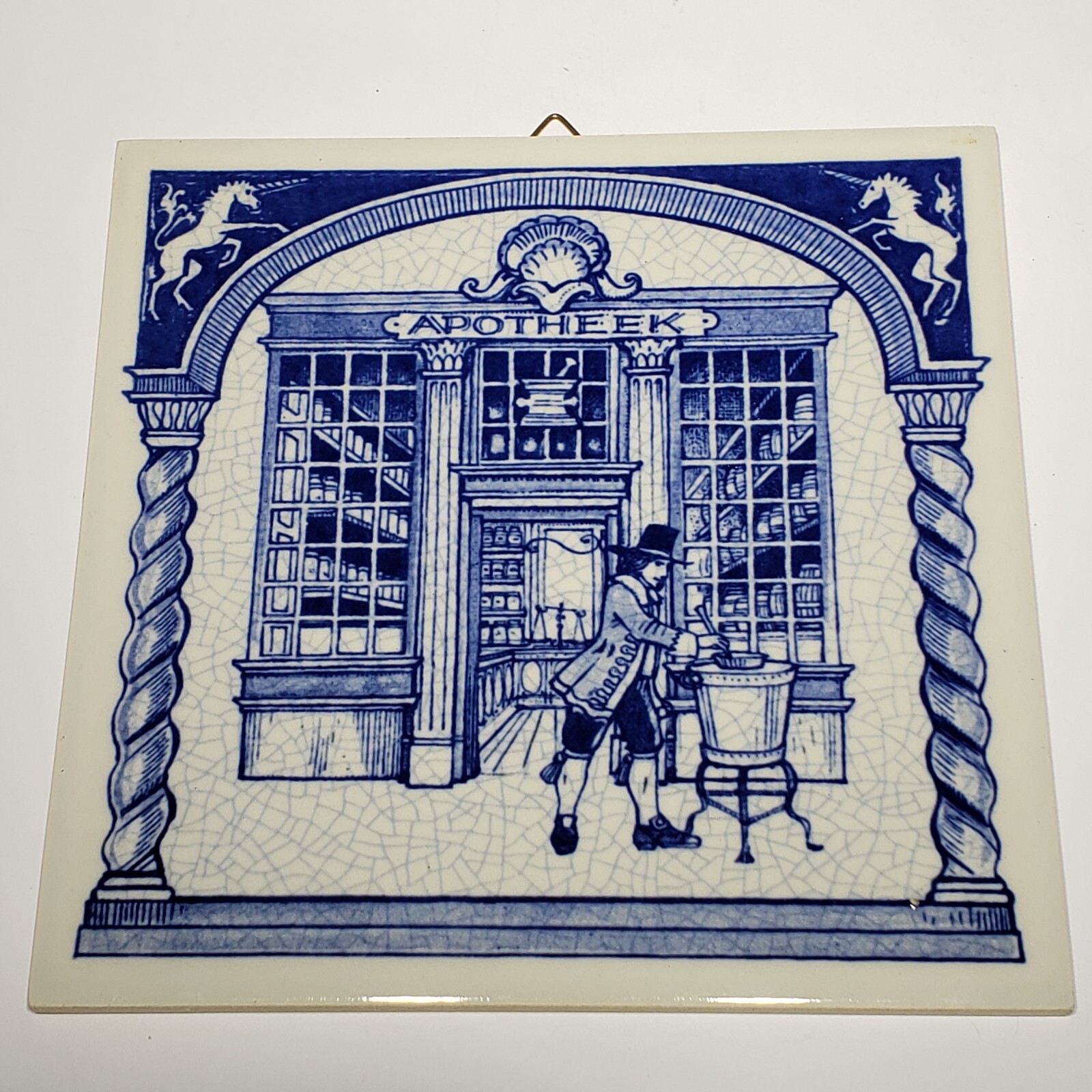 Set of 6 Delft Dutch Holland Burroughs Wellcome 6″ Apothecary Pharmacist Tiles