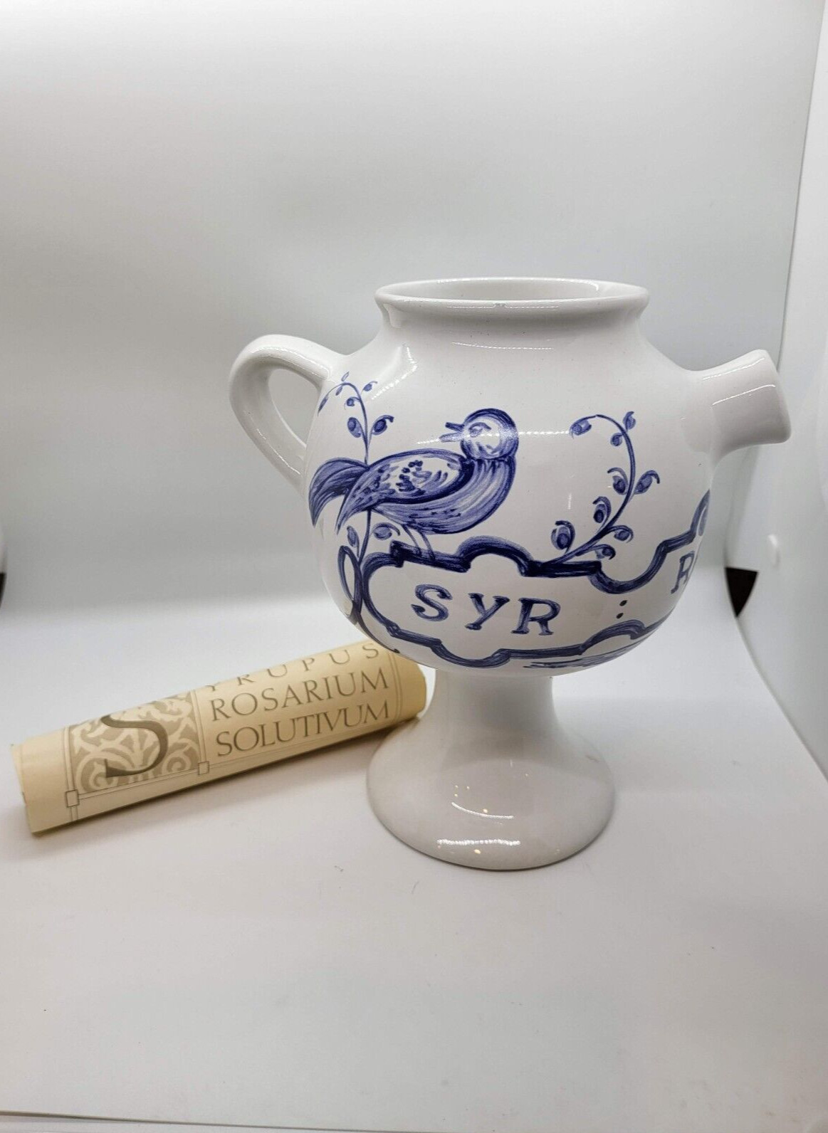 Apothecary Pharmaceutical Jar SYR ROSAR SOL By Lilly Made in Portugal 1989