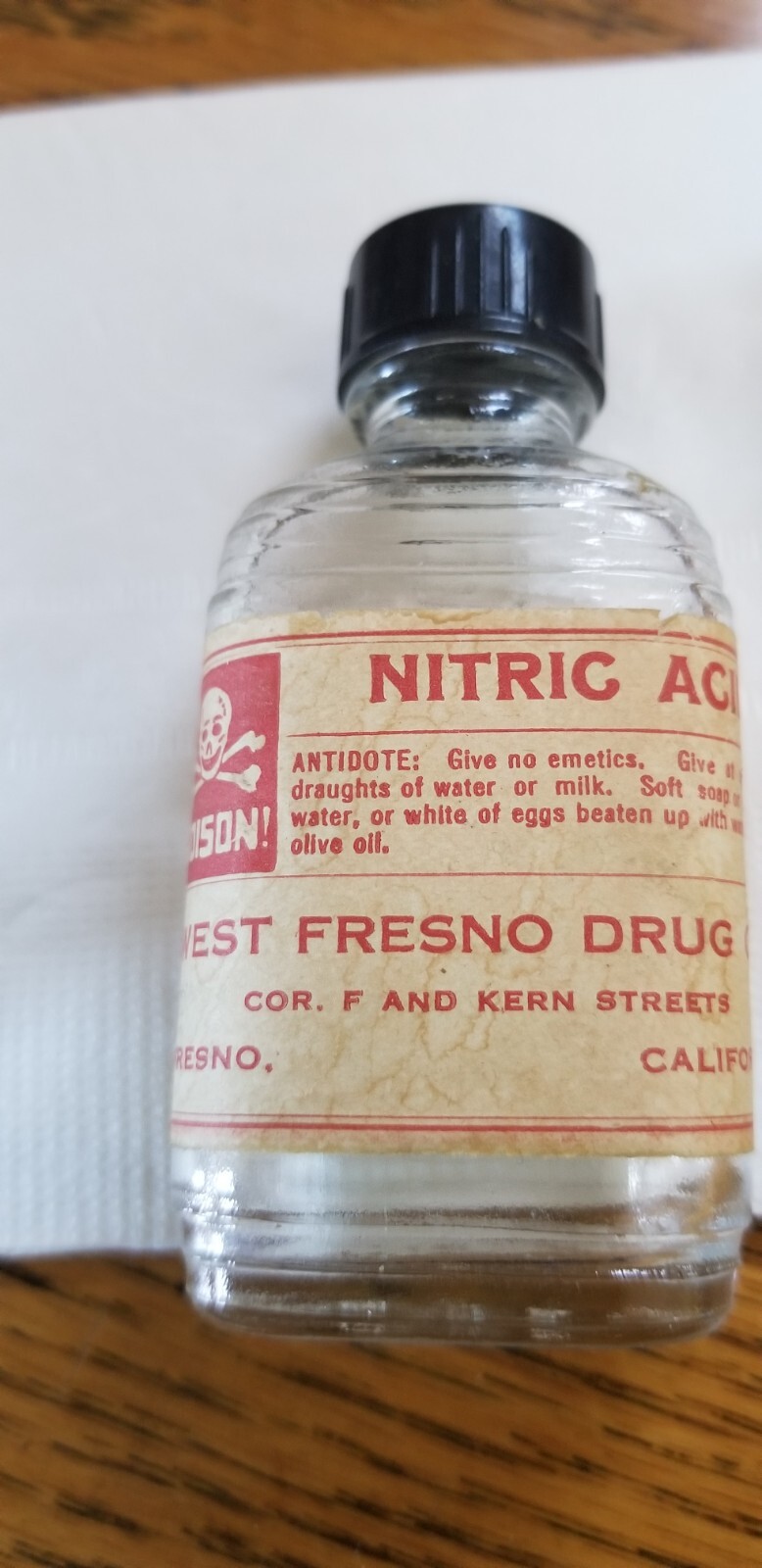 2 West Fresno Drug Company Poison Labels Bottoles Late 1940s Clovis Selma Calif