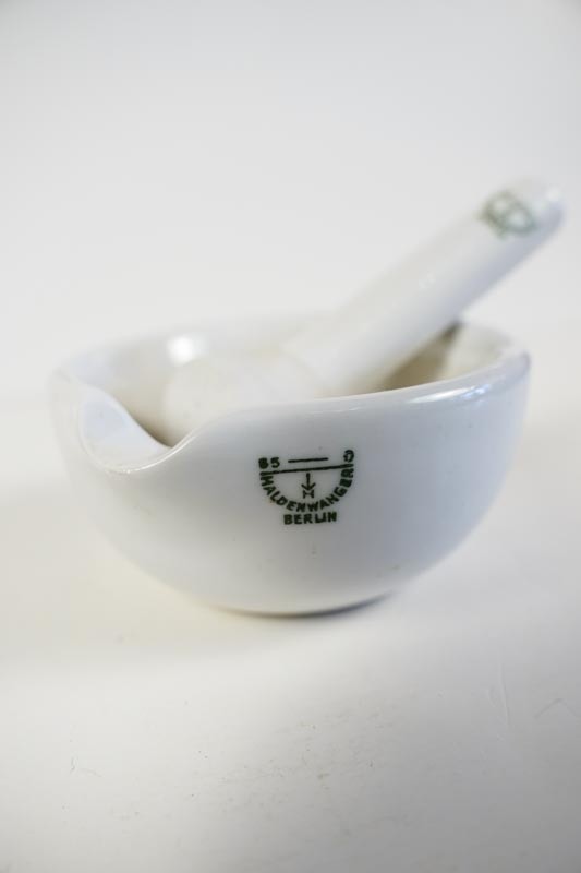 Antique Haldenwanger Small Porcelain 2.5″ Mortar and Pestle Berlin Apothecary