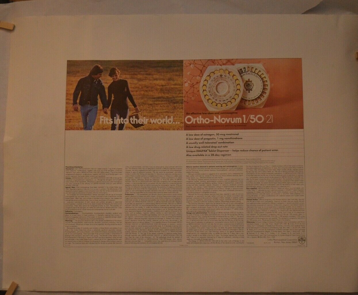 Lot of (2) Vintage “Their World” Ortho-Novum Birth Control Advertisement Poster
