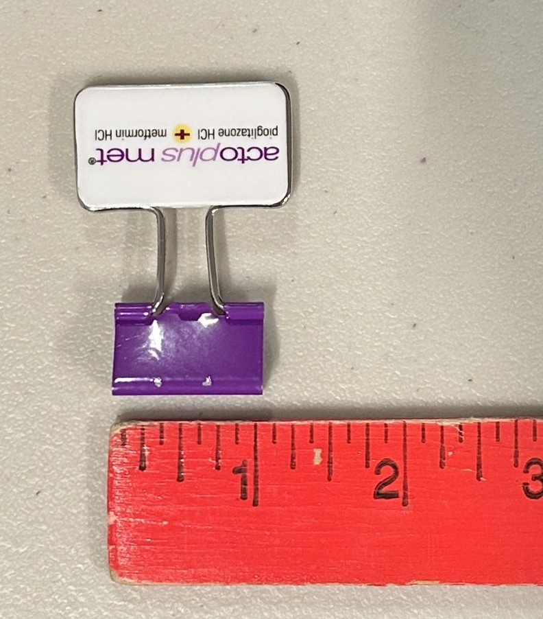 ACTOS Pioglitazone HCI Pharmaceutical Advertisement Paper 1/2” Binder Clip