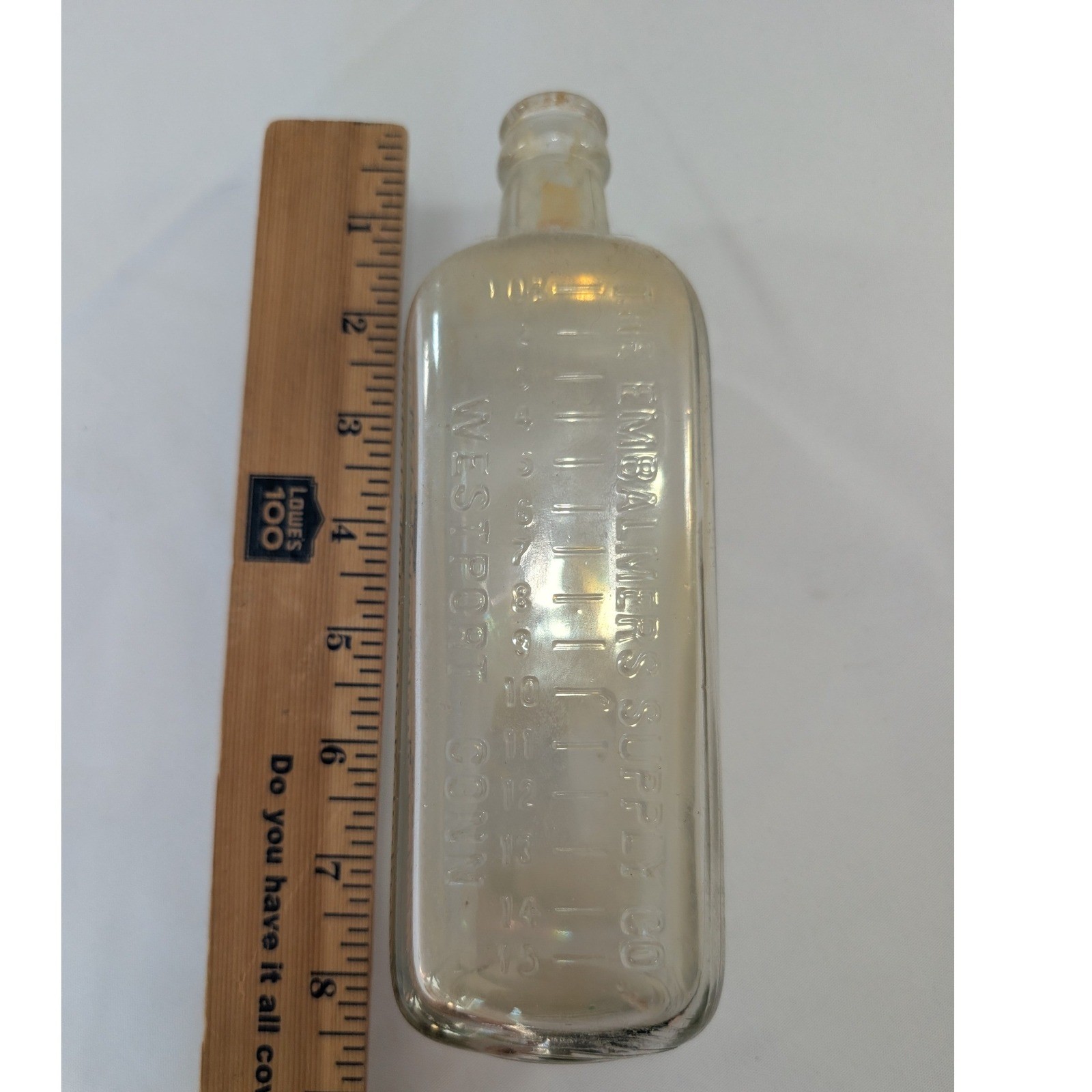 Antique Bottle The Embalmers Supply Co Westport Conn Glass 100 year old bottle