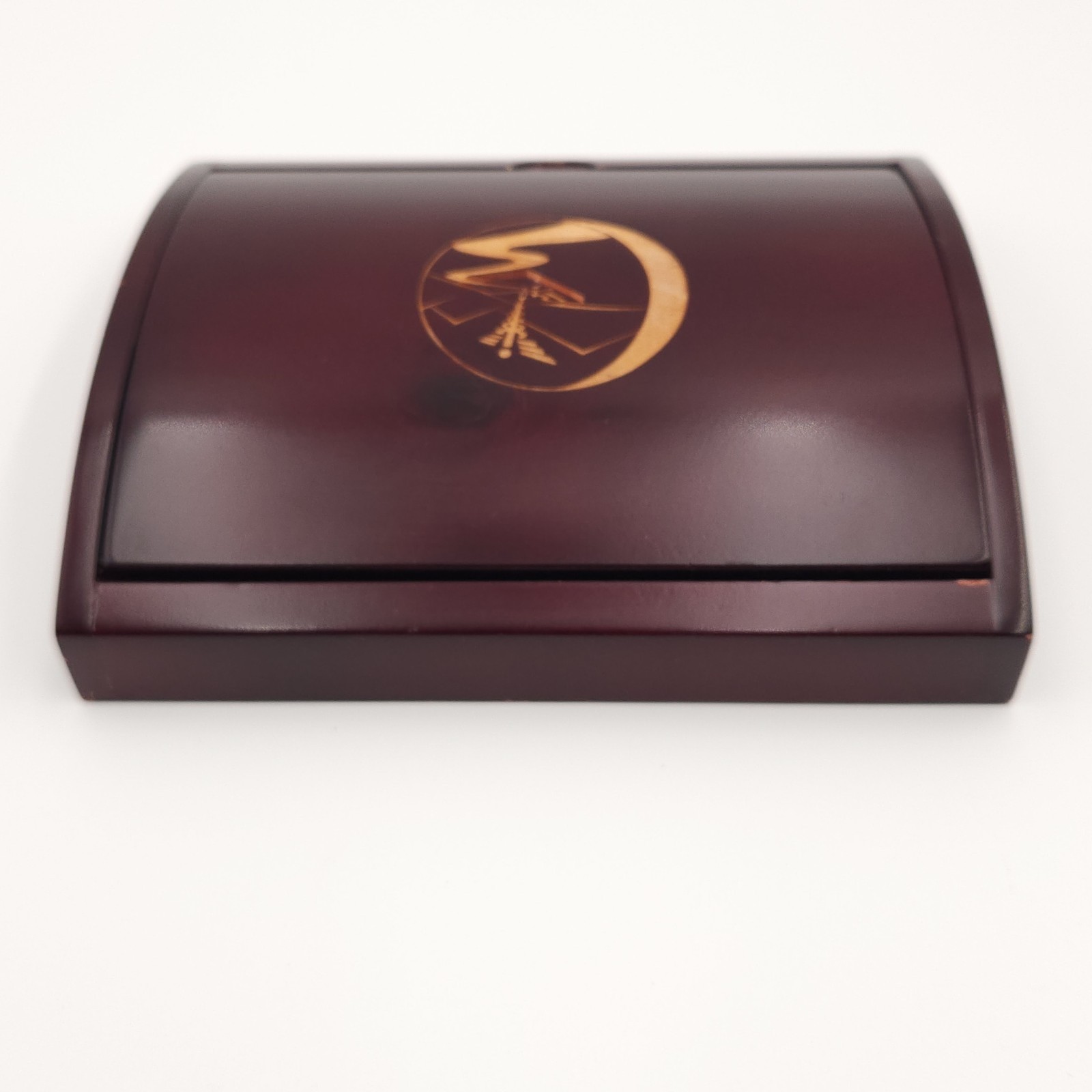Vintage RX Caduceus Medical Symbol Cherry Wood Trinket Storage Box Holder Lid