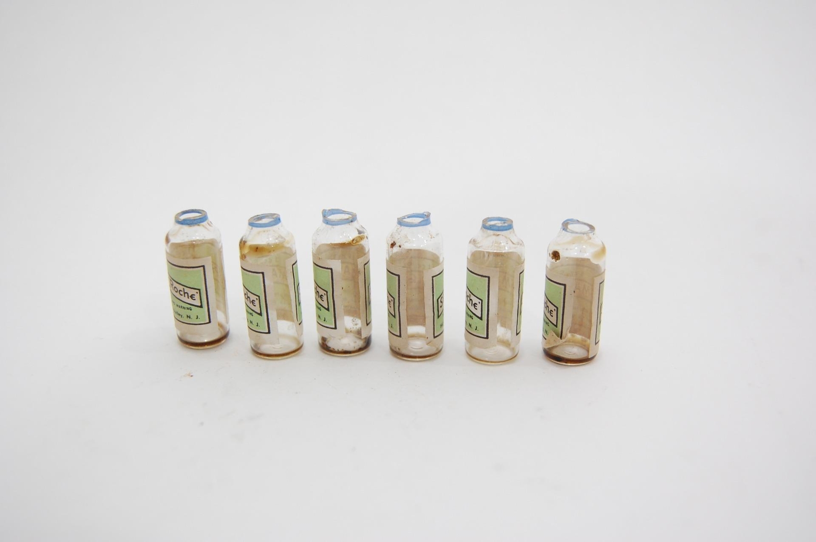 Lot 6x VTG EMPTY Hoffman-La Roche Spasmalgin Ampuls 1cc Glass Vial Medical