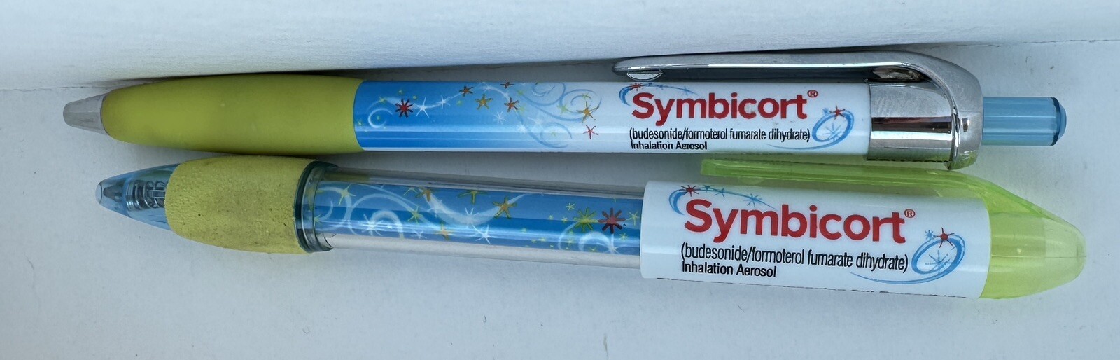Lot Of 2 SYMBICORT Drug Rep Advertising Pharmaceuticals Collectable Pens Pharma