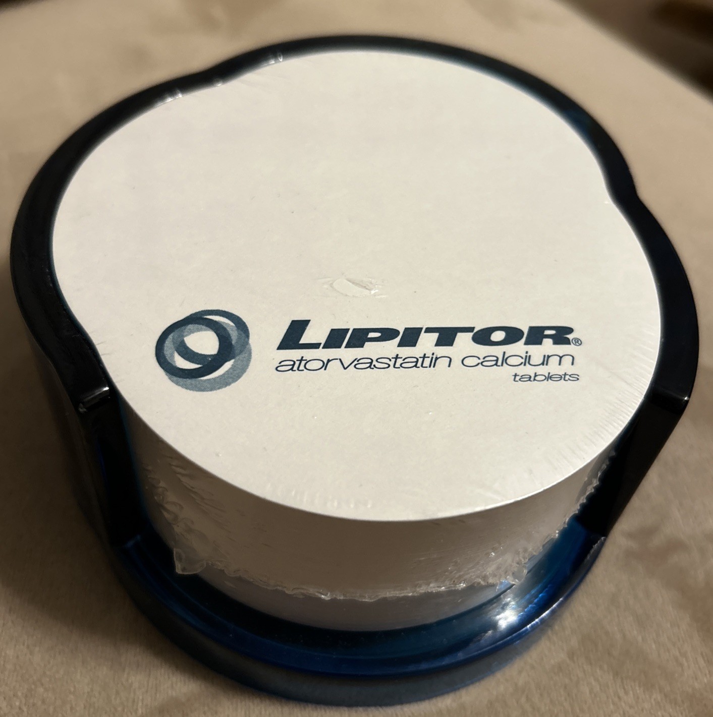LIPITOR Drug Rep Advertising Sticky Note Pad Blue Acrylic Holder Pharmacy 2004