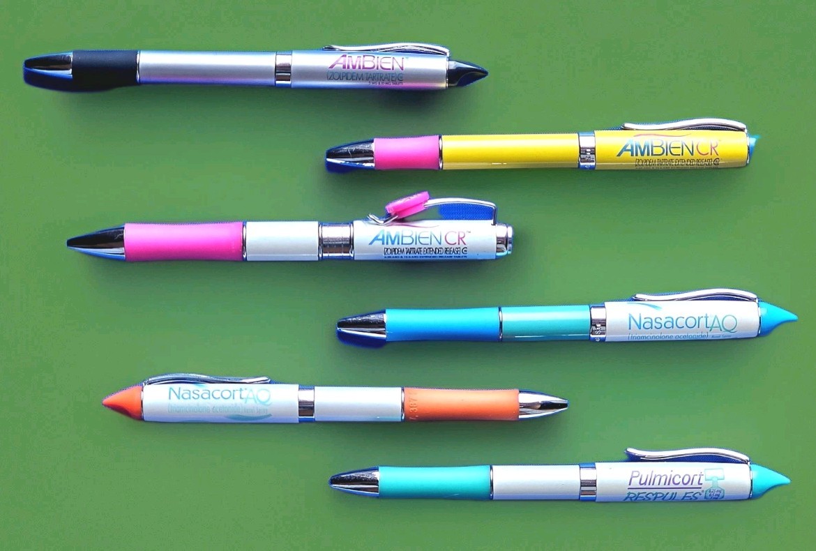 NEW 6 Heavy METAL Premium DRUG Rep Pharmaceutical Ink PENS Ambien CR Nasacort +