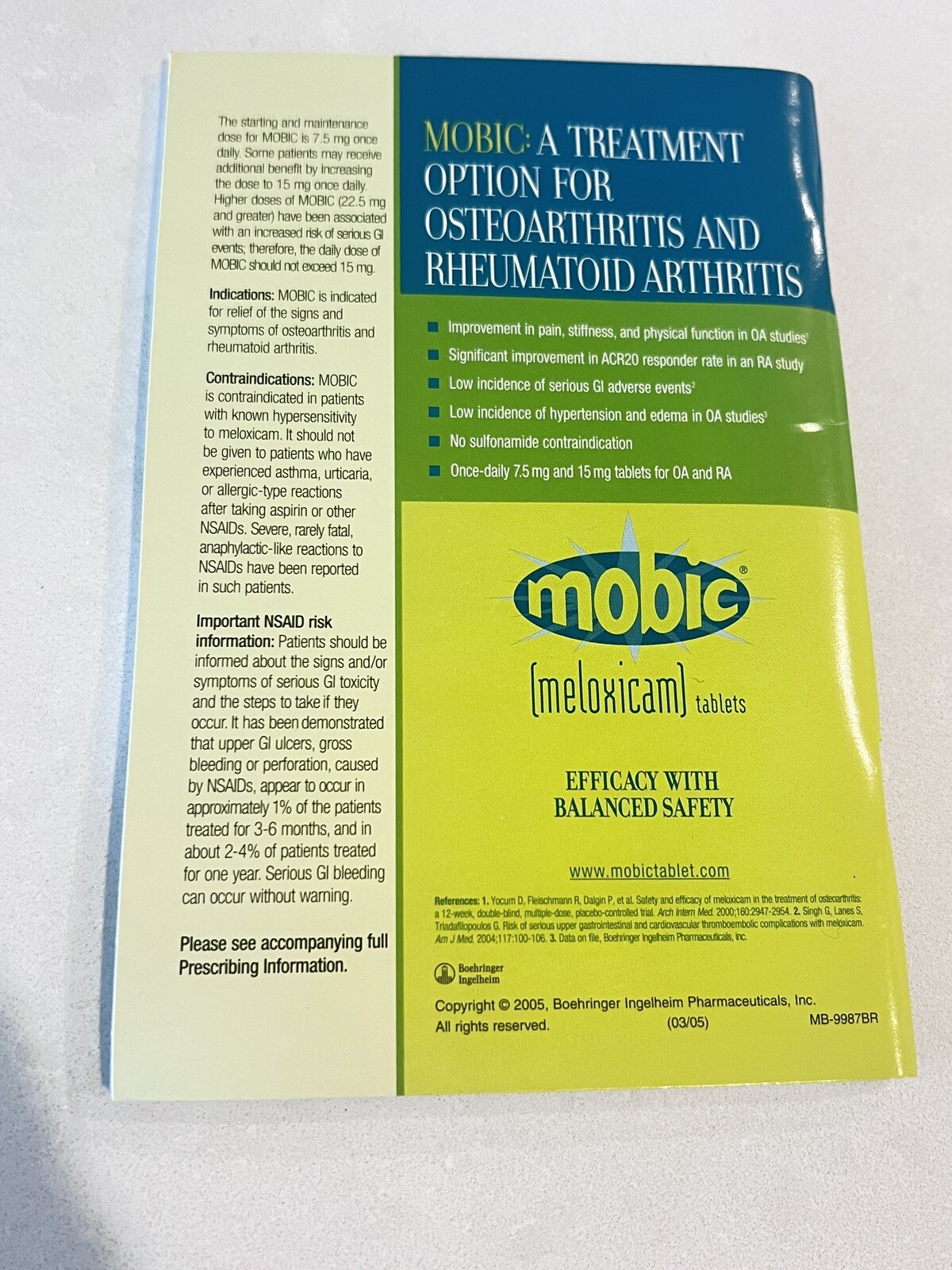 Mobic PHARMACEUTICAL DRUG REP promotional item Little Blue Book for MD. New!