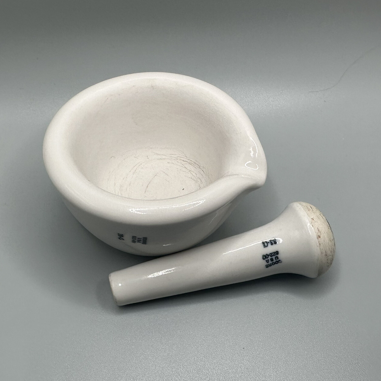 Vintage Coors USA 522-000 Heavy White Porcelain Lab Mortar and Pestle