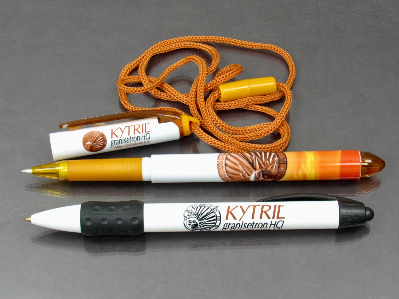 Rare Kytril PENS Sundial Lanyard & BIC Drug Rep Pharmaceutical Promo Lot of 2