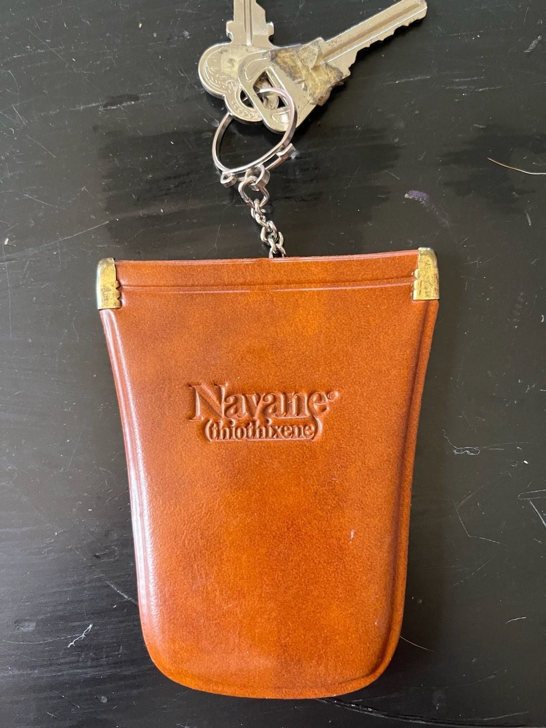 Vintage Navane Pharma Key Pouch, Tan Leather-Look Pharmaceutical Collectible