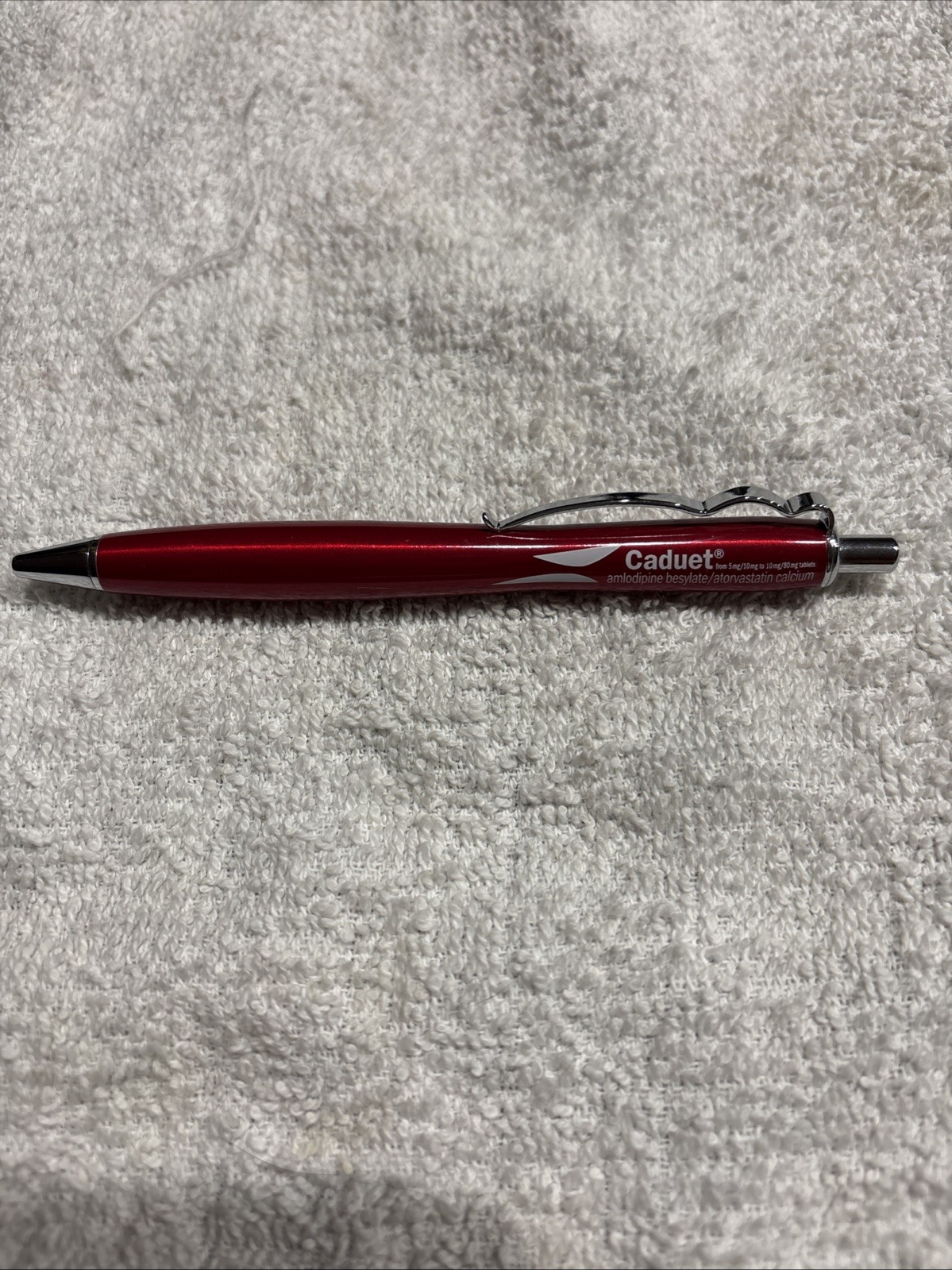 Drug Rep CADUET Collectible Heavy Metal Pen with UNIQUE Wavy Pocket Clip RARE