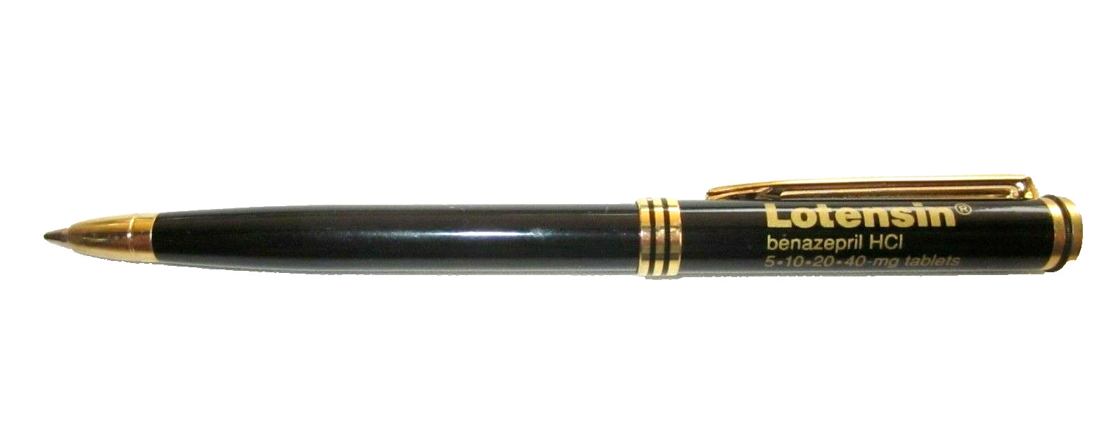 Hard to Find Black & Gold Lotensin Drug Rep Pharmaceutical Metal Pen Clicker #23
