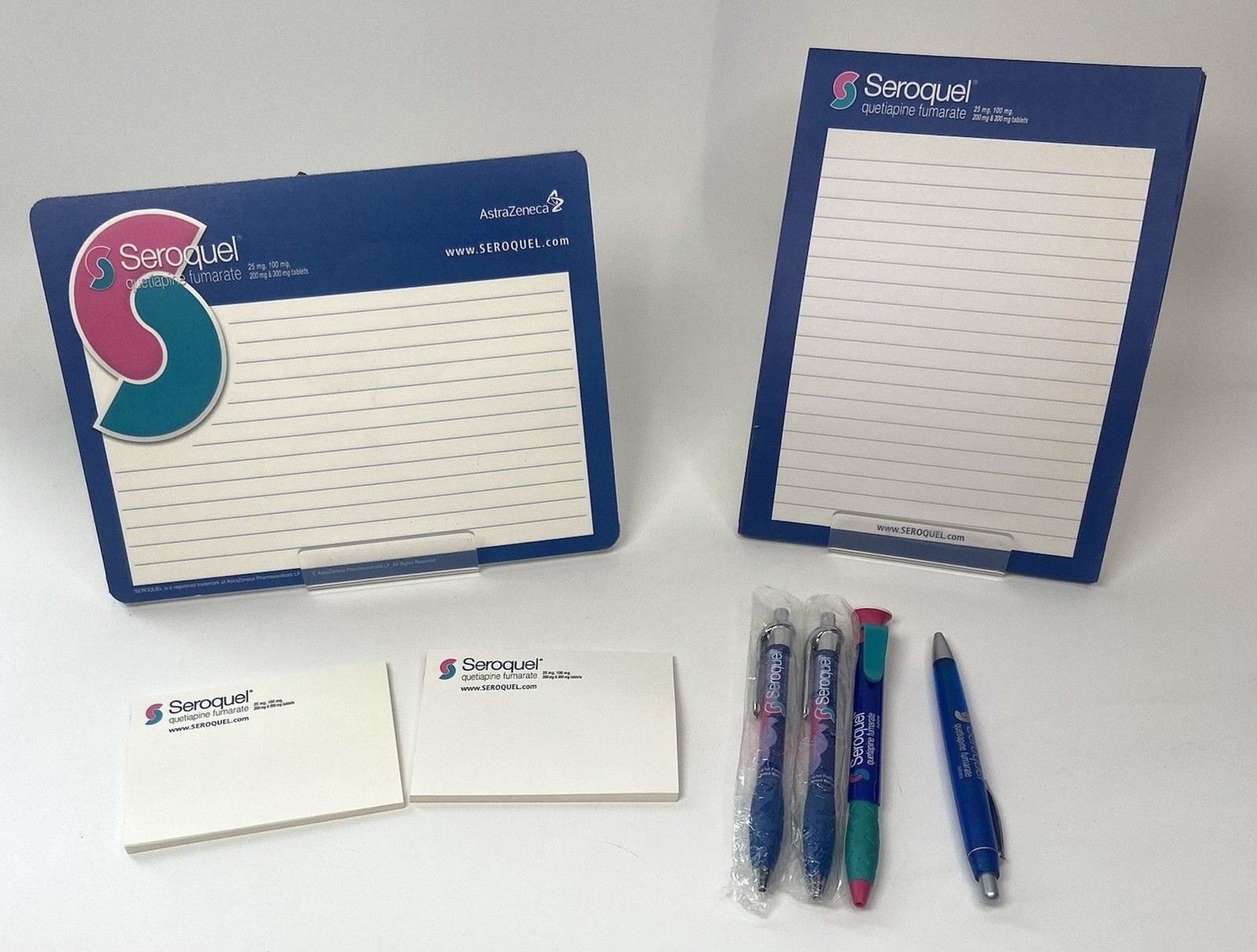 Drug Rep Seroquel Paper Notepad Collectible Pens Plastic Unique Pharmaceutical