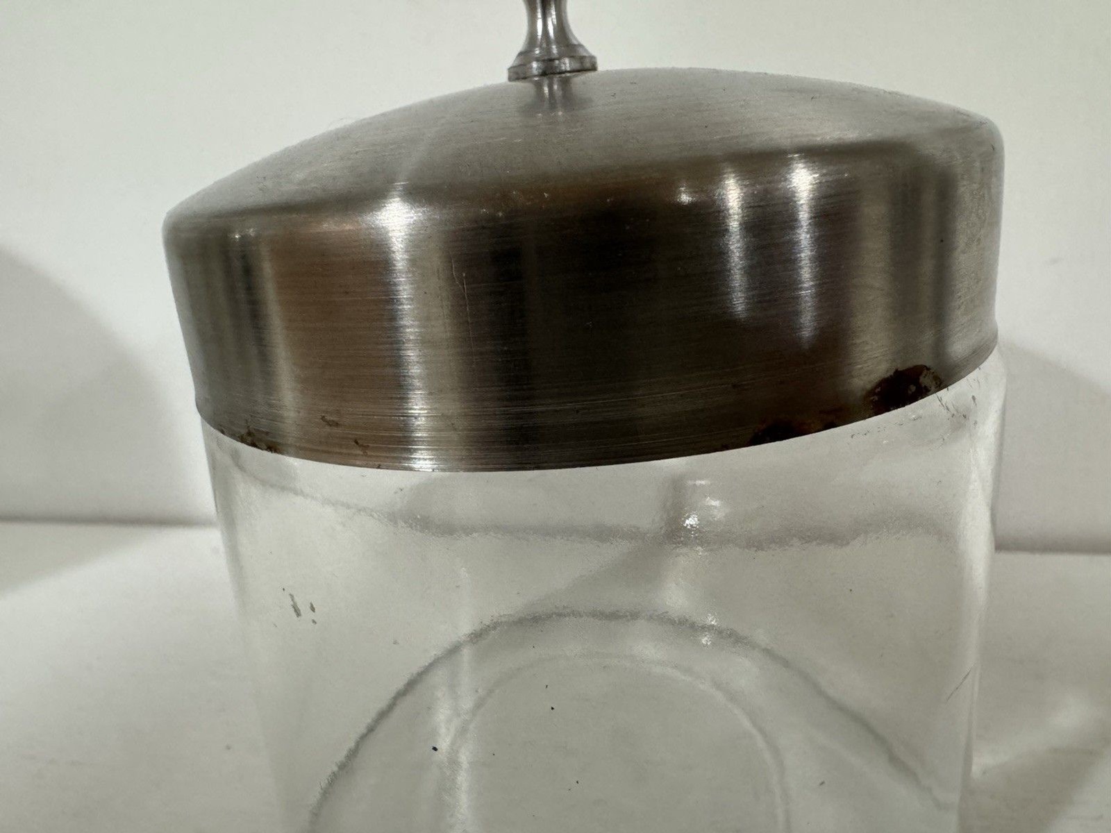 VTG Glass Profex Medical Jar 5”x4” Clear w/Lid Doctor Dentist Memorabilia