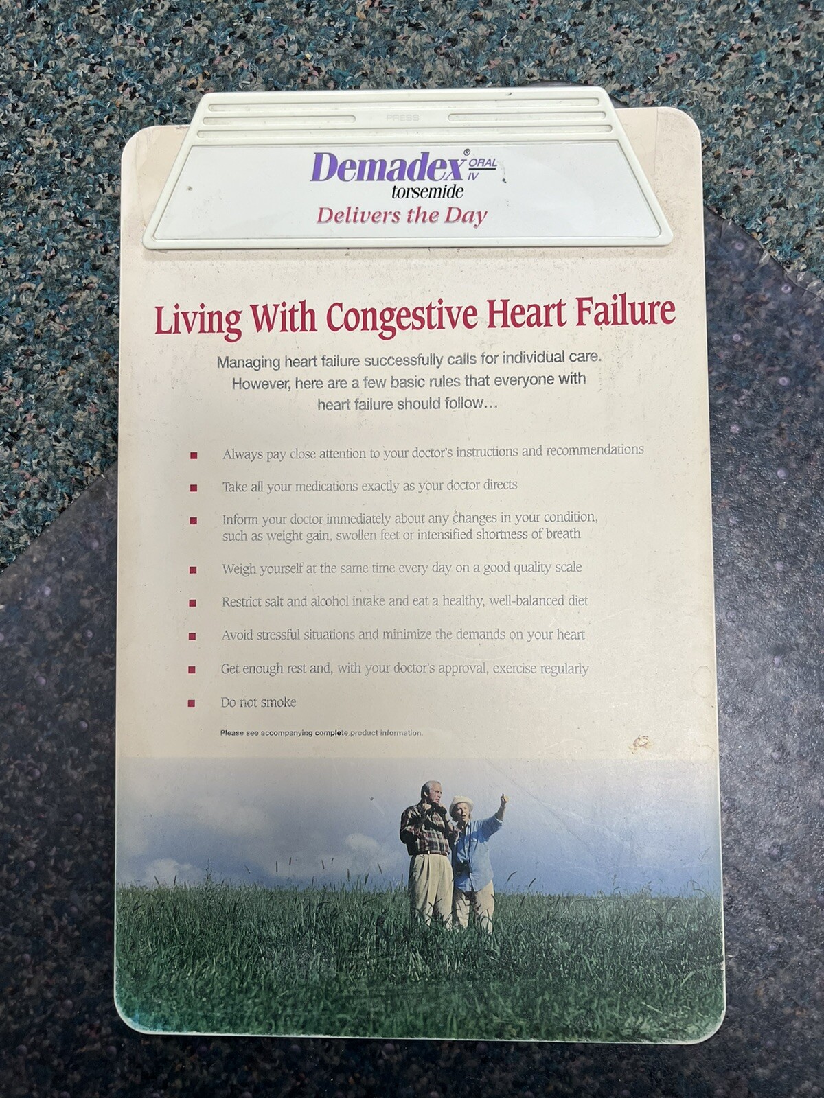 Vintage Pharmaceutical Promotional Advertising Clipboard 1998 Roche Demadex
