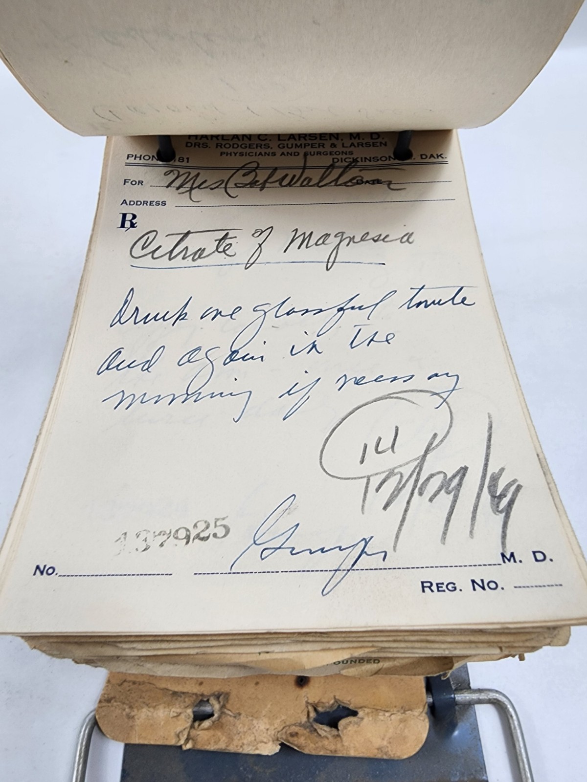 Prescription Atlas Rx Pad Paper Apothecary Druggist Pharmacy Medicine 1949