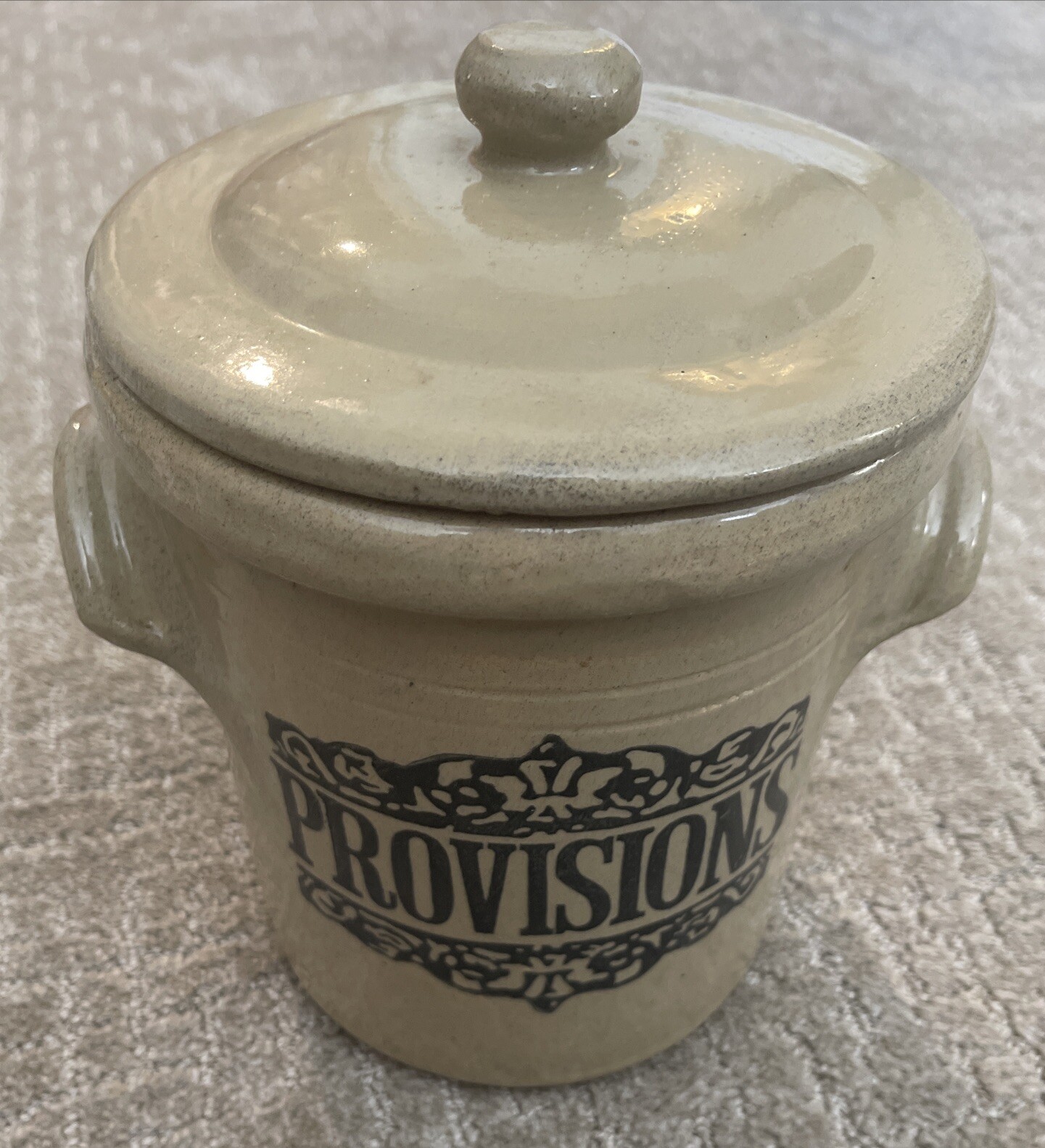 Vintage “MOIRA POTTERY England” – “PROVISIONS” Canister Jar w/ Lid