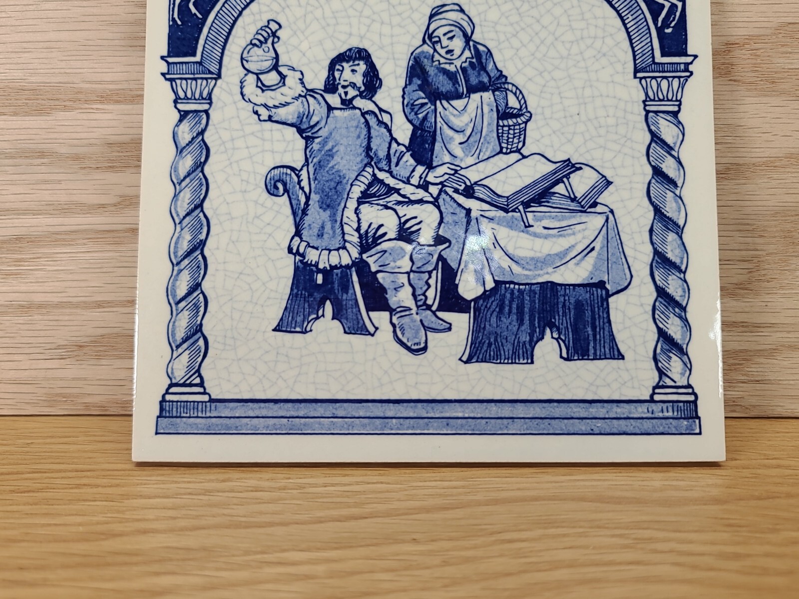 Delft Holland Handmade Urine Test Tile July 1987 B-970 Burroughs Wellcome Co.