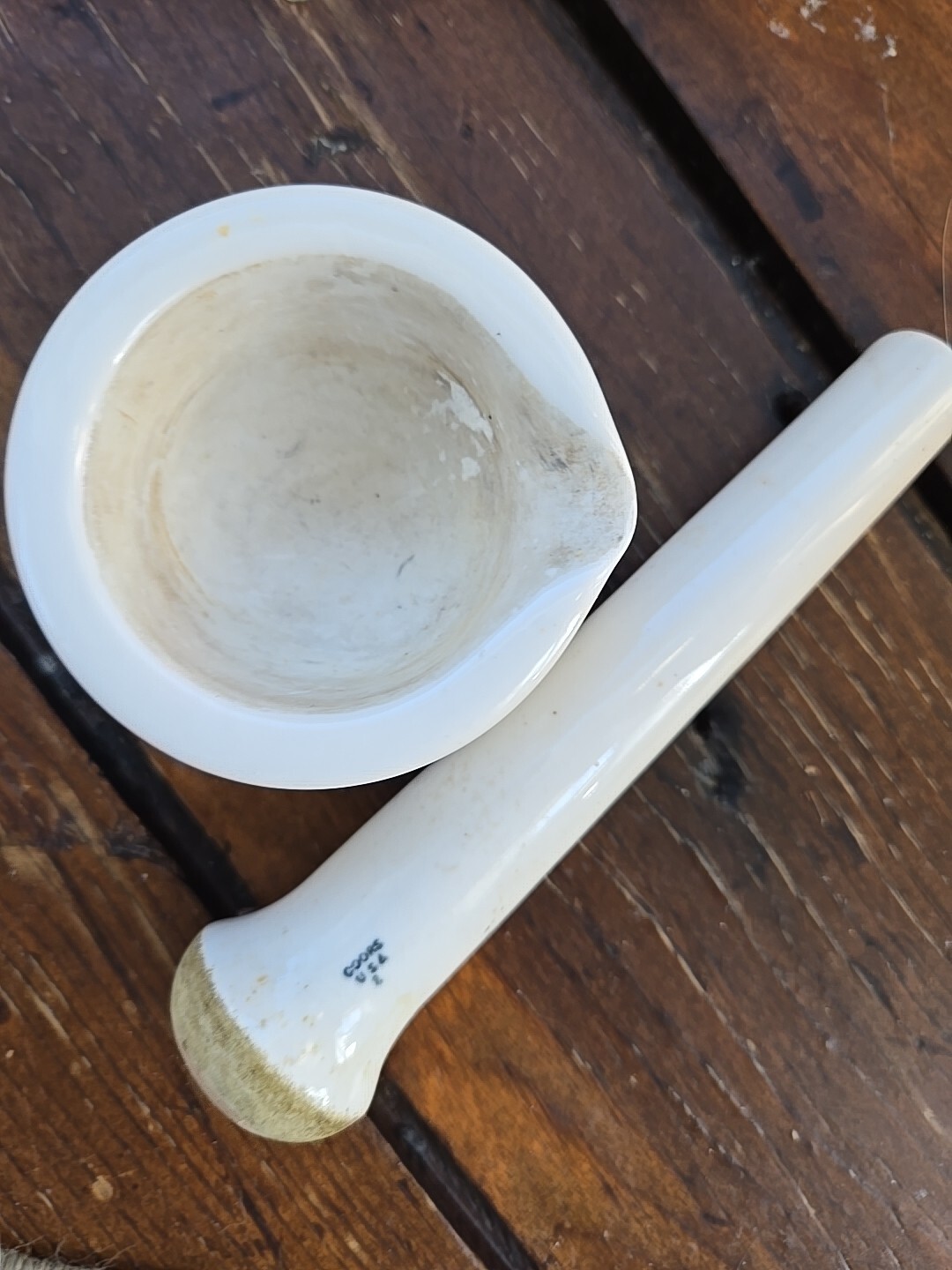 VINTAGE COORS USA POTTERY SMALL MORTAR AND PESTLE SET Chemistry Lab