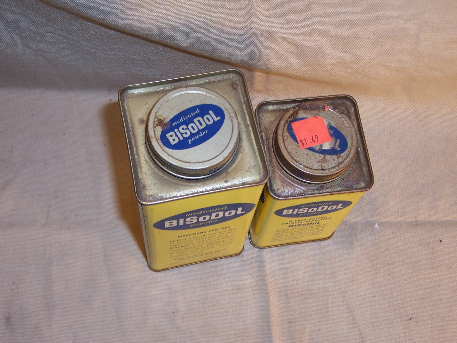 Vintage Advertising Medicine Tin Box BiSoDol New York Original Tin Display Decor
