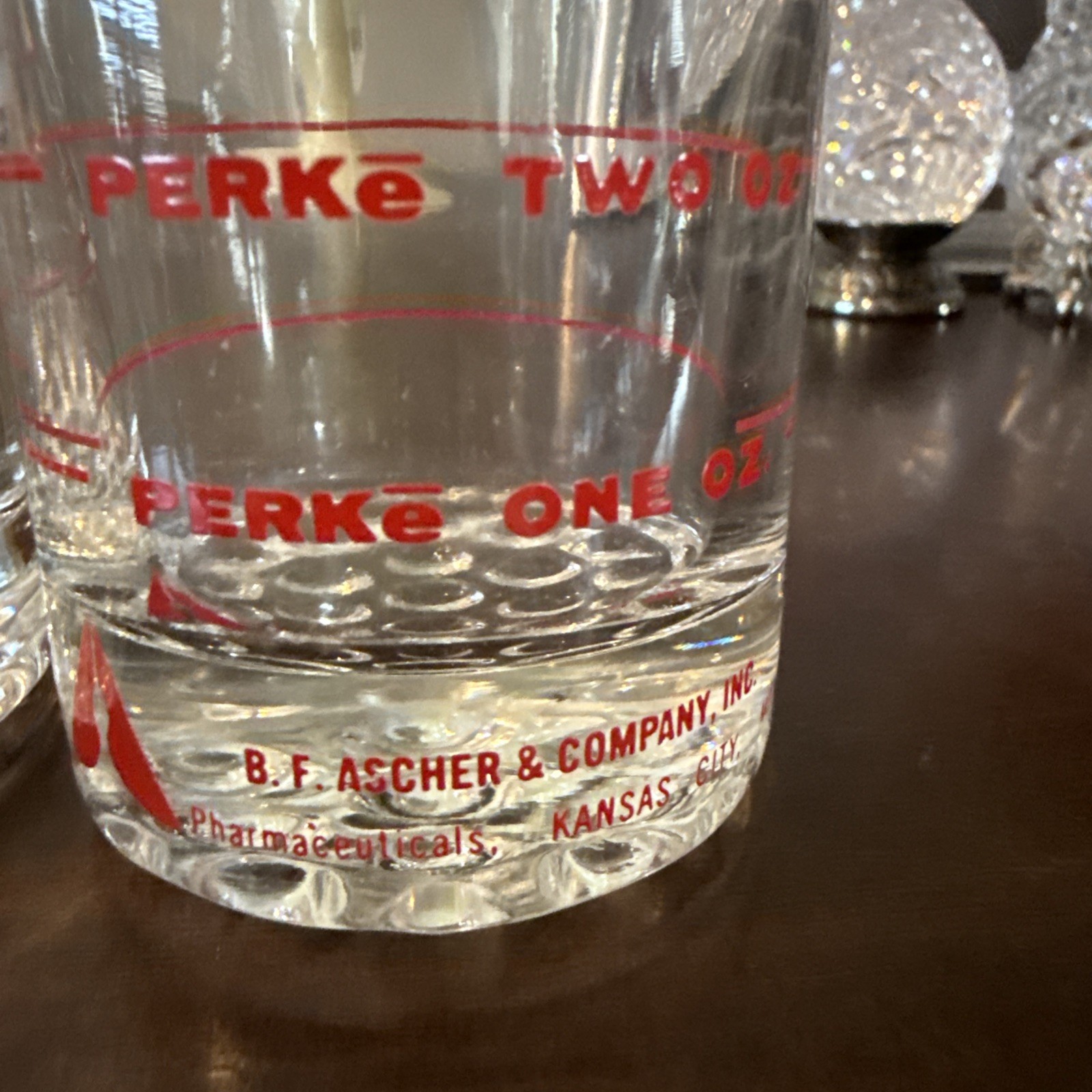 Vintage B F Ascher Perke 3 oz Measuring Glasses Set Of 2 Pharmaceutical Look