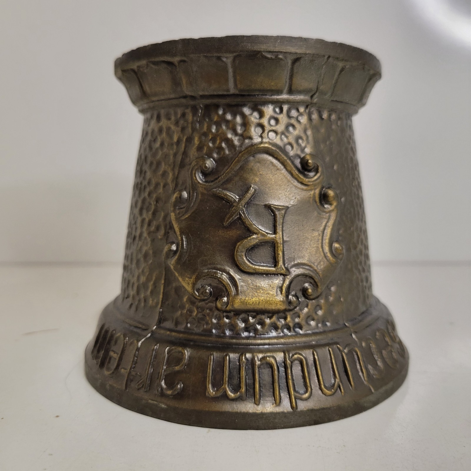 Vtg Coricidin Heavy Brass 4″ Tall Mortar & 6″ Pestle Apothecary Pharmacy Rx