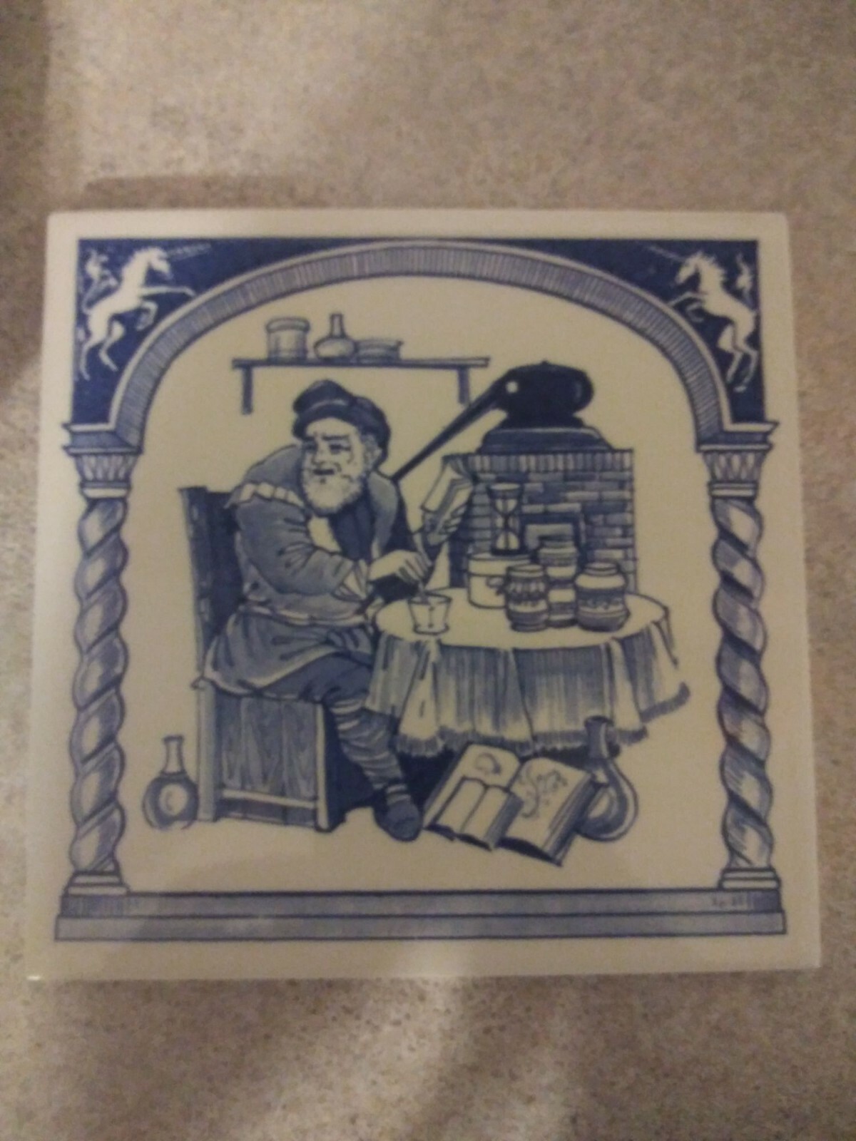 BURROUGHS WELLCOME Pharmacy English Pill Tile Handmade DELFT Holland