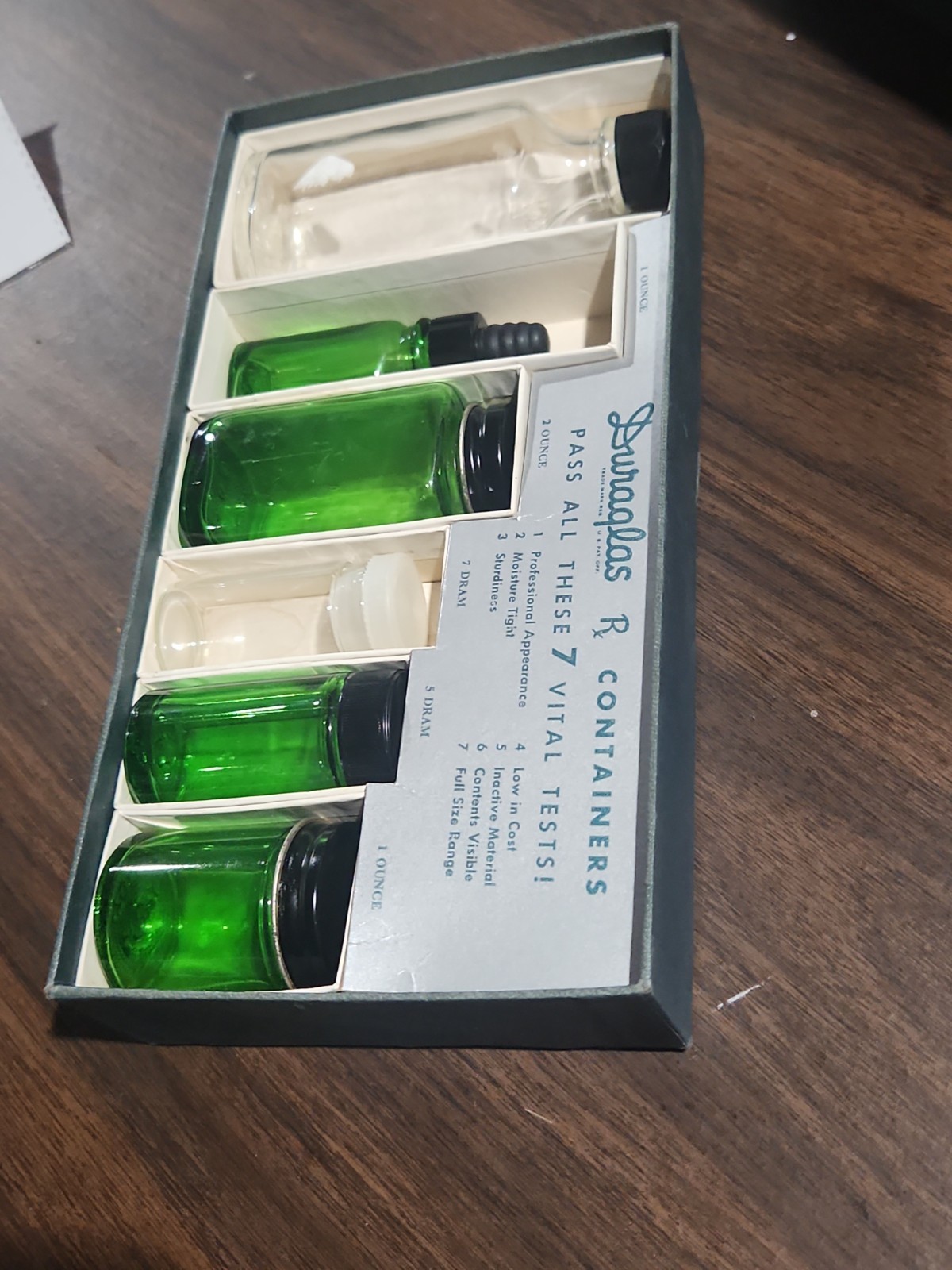Vintage Owens-Illinois Duraglas Rx Salesman Sample Kit Glass Pharmacy Bottles