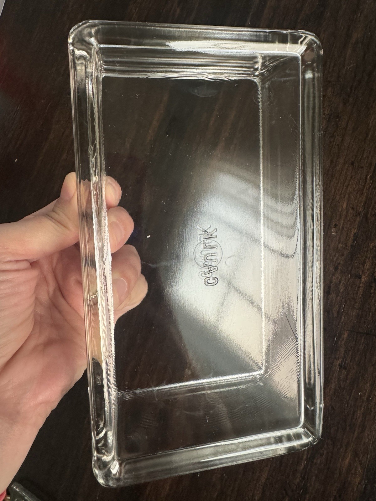 Antique Caulk Clear Glass Covered Box w/ Lid Included, Rectangular