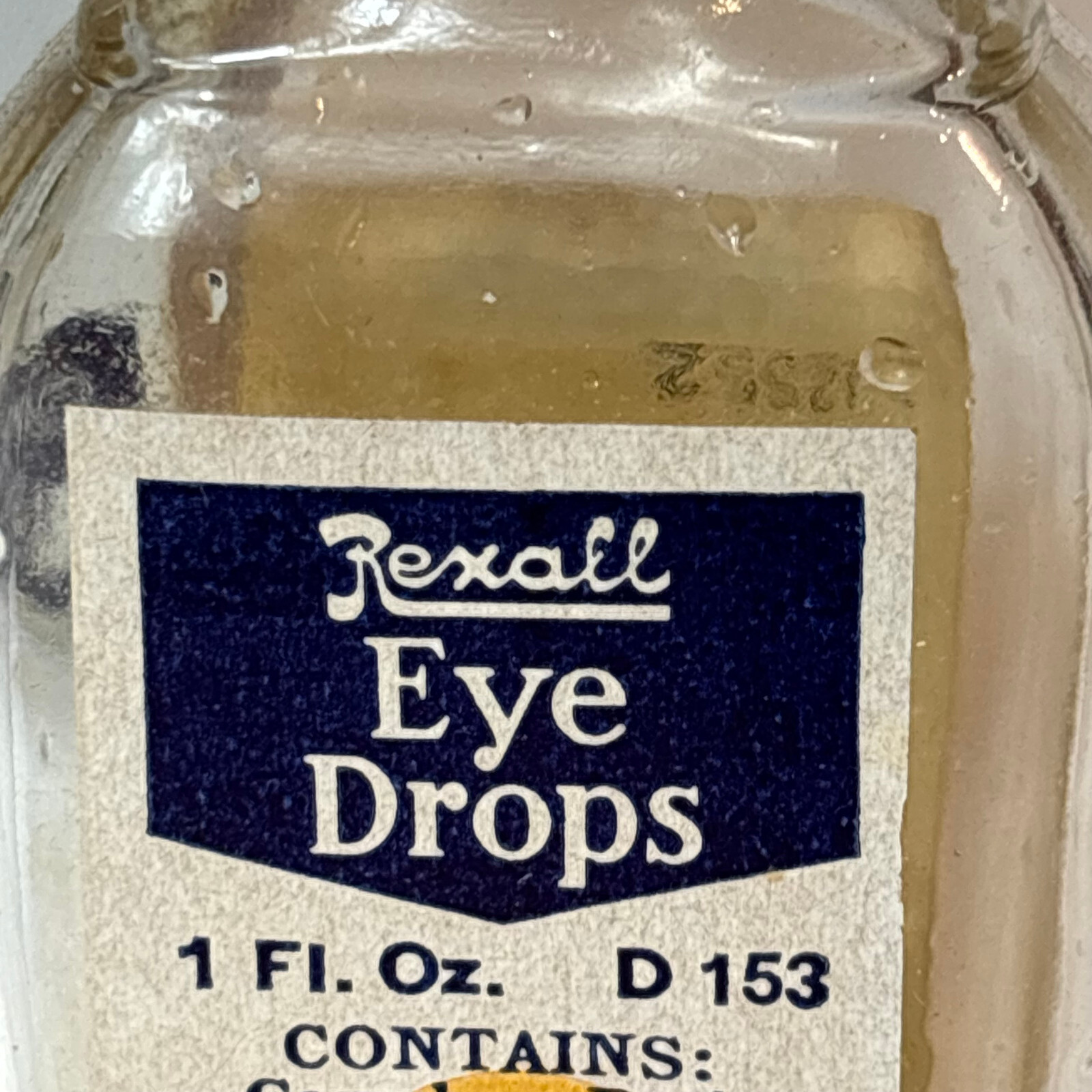 Vtg Rexall Eye Drops Clear Glass Bottle In Original Box 1 Fl Oz United Drug Co.